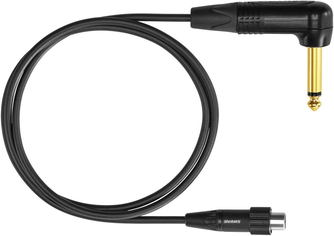 Shure GLXD16+ Dual Band Pro Digital Wireless System - Perfect for Guitar and Bass - 12-Hour Battery & WA307 3’ Premium Guitar Cable, with Right Angle ¼ Inch Neutrik Connector
