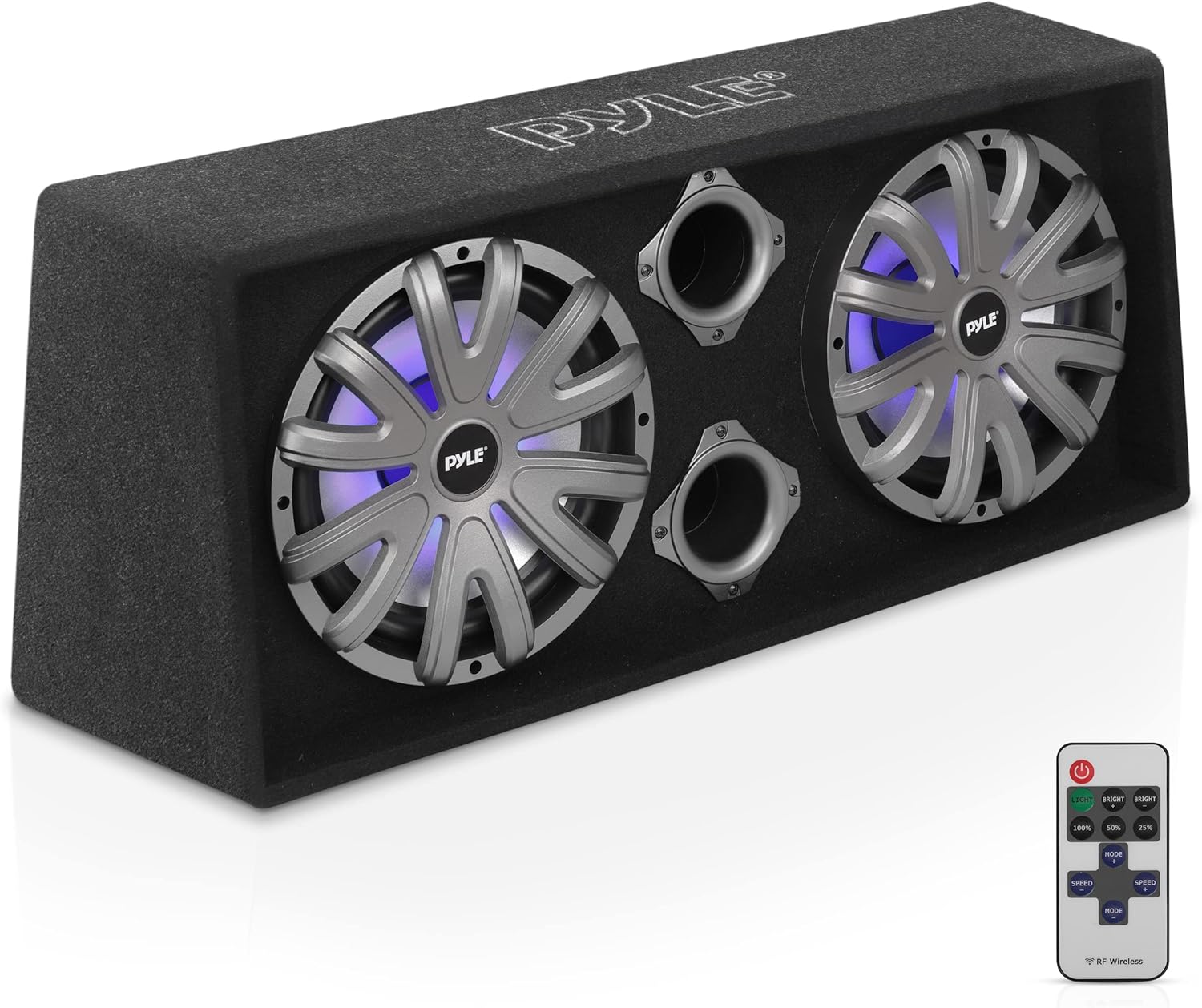 Pyle 12’’ Dual Car Subwoofer Box System, 600W High-Performance Car Audio Subwoofers with Built-in Illuminating LED Lights, Powerful 2x600W Max Power Bass Sound System with Amplifier Support