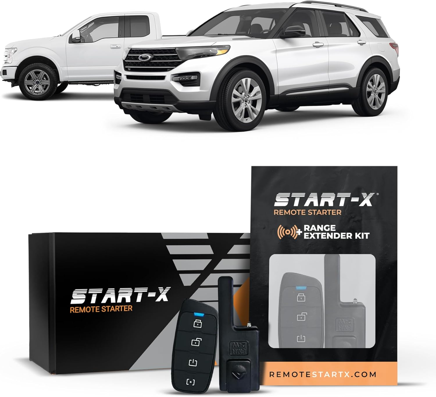 Start-X Remote Starter Kit + 3000ft 2 Way Range Extender for Ford F-150 (2011-14), F-250/F-350/F-450/F-550 (2011-16), Edge (2011-14), Expedition (2015-17), Explorer (2011-14) with Key Ignition