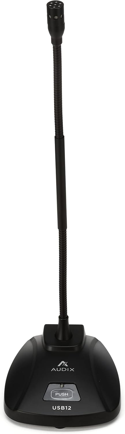 Audix USB12 Plug and Play USB Zoom Microphone for Mac/PC with 12-inch Gooseneck Mic - Black