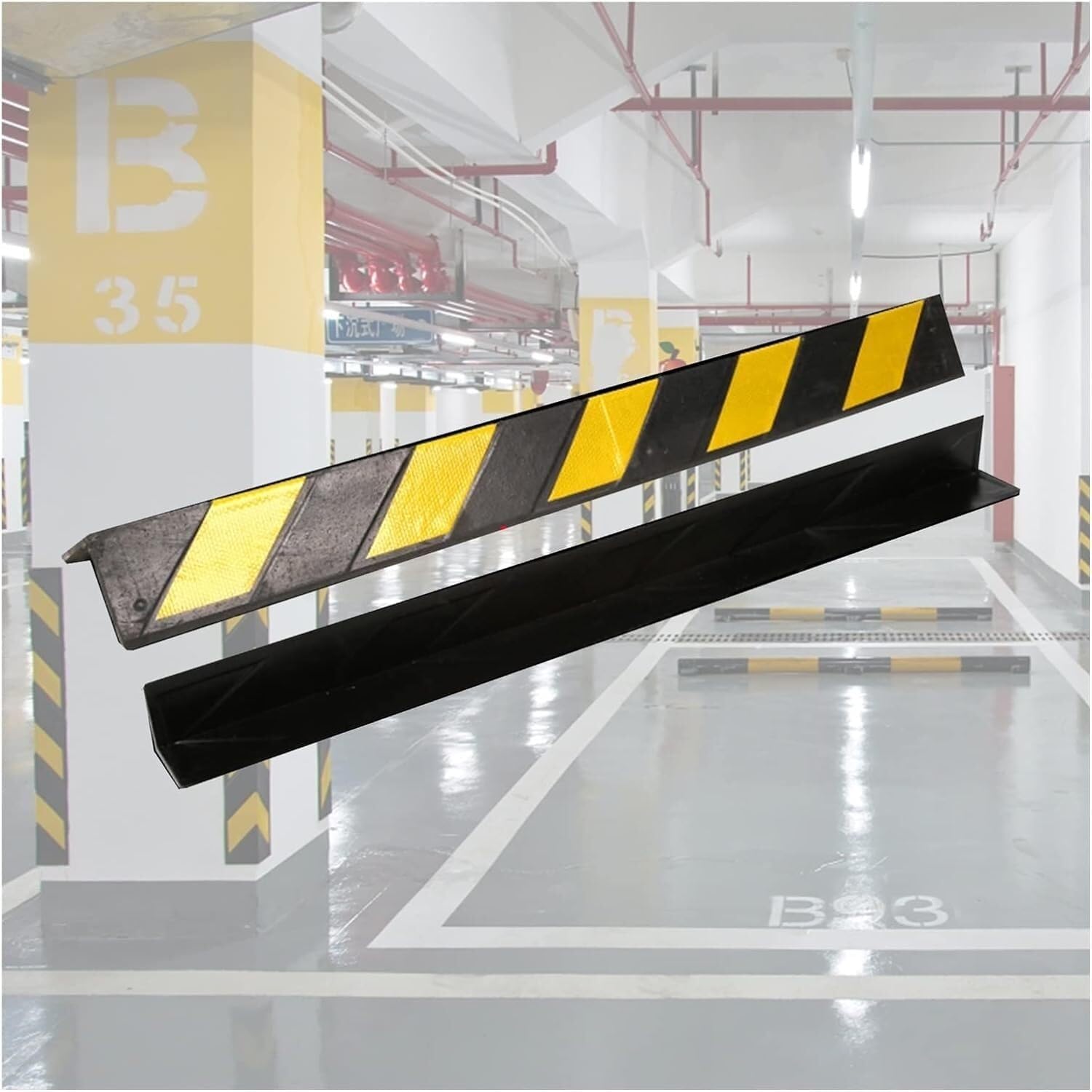 Car Parking Protector Car Parking Protector Wall Corner Guard For Parking Garages, Reflective Wall Corner Protector With Yellow Strips, Garage Wall Corner Guards for garages and warehouses(2pcs-100cm)