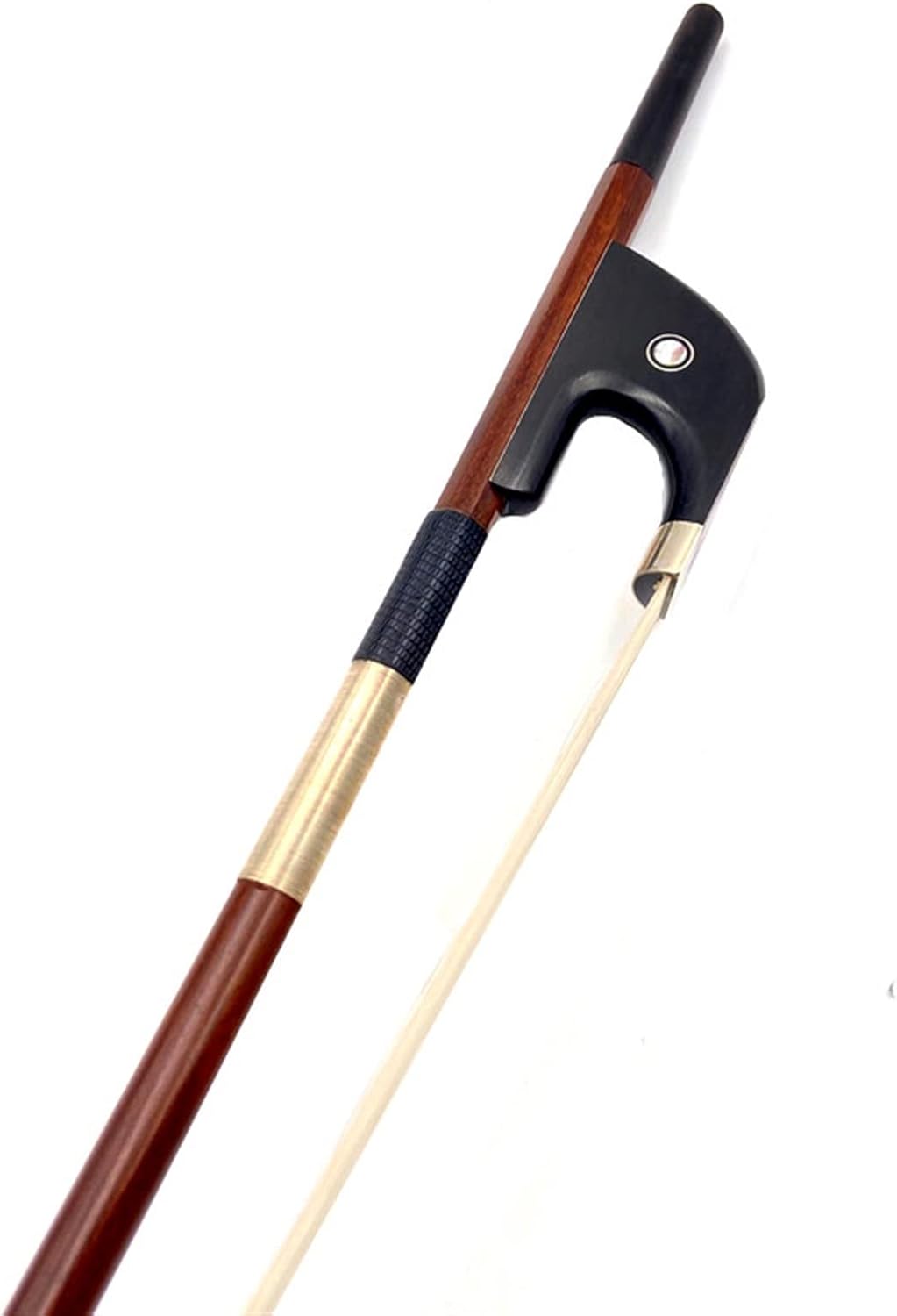 TSTS Pernambuco Carbon Fiber Upright Double Bass Bow 3/4,Silver Mound,White Horsehair Horsetail Full Size Violin Bow