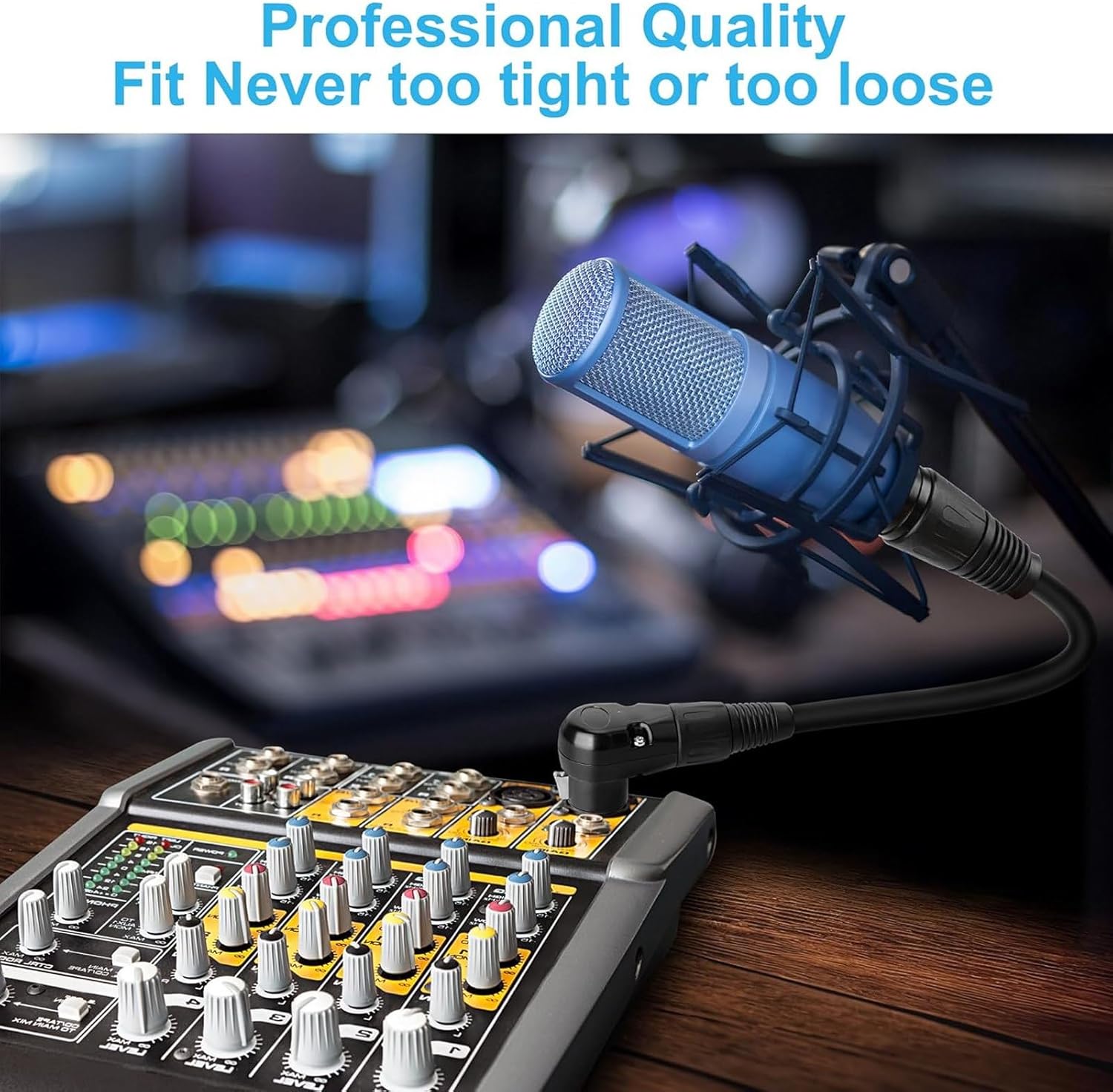 Microphone Extension Cable Adapter, 90° Female to Straight Male Cable with Self Locking Design, PVC 3 Pin Mic Connector for Speaker (1.8m/5.9ft) ()