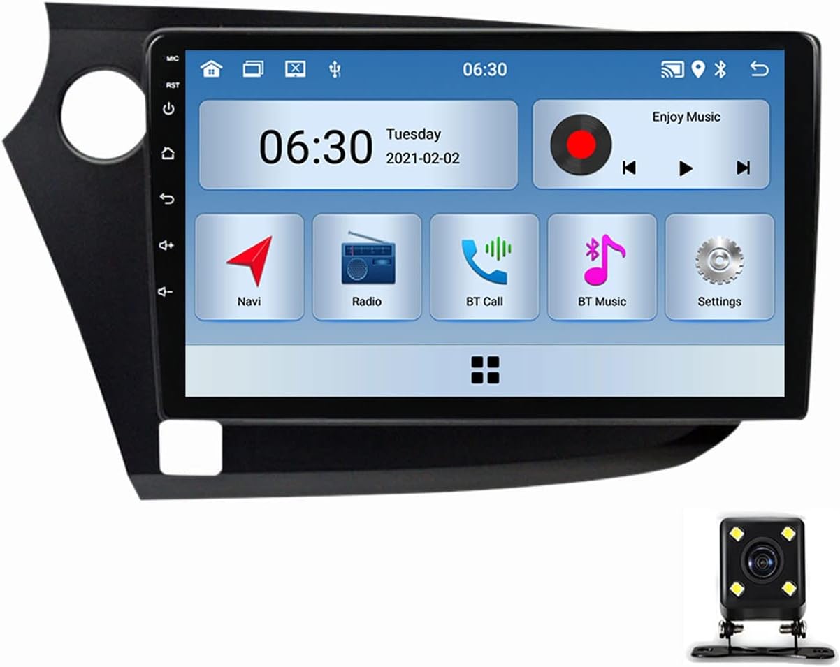 Android 10.0 Bluetooth Car Radio with Backup Camera 9 Inch Touchscreen MP5 Player for Honda Insight 2 2009~2014 Double DIN Car Stereo Support Carplay/Auto/Mirror Link/FM/USB/DSP/SWC