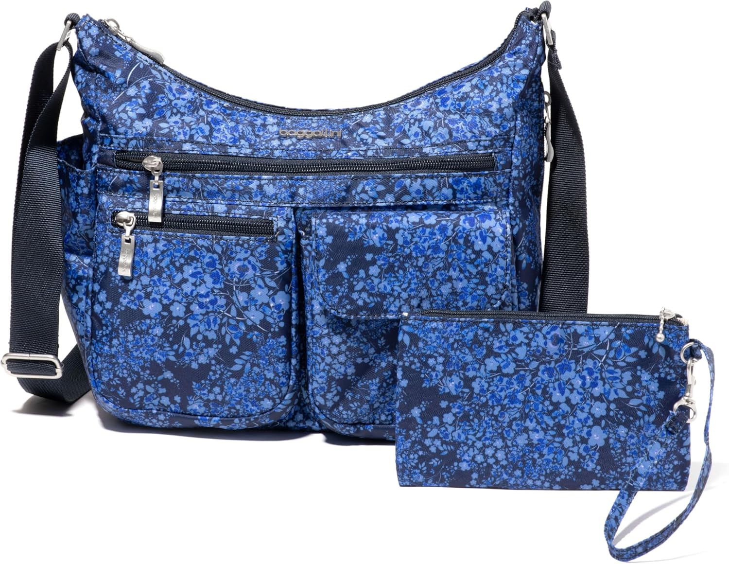 Baggallini womens Everywhere Bagg Crossbody Women 11x9 Lightweight Nylon Hobo Water-resistant Travel Bag W/Rfid