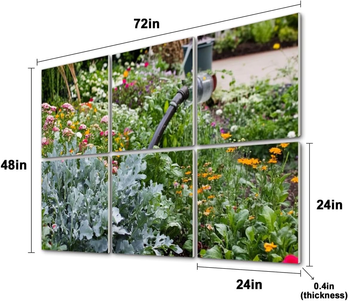 6 Pack Art Acoustic Panels Old cottage garden mixed flower vegetable beds watering cans Sound Absorbing Panel 48