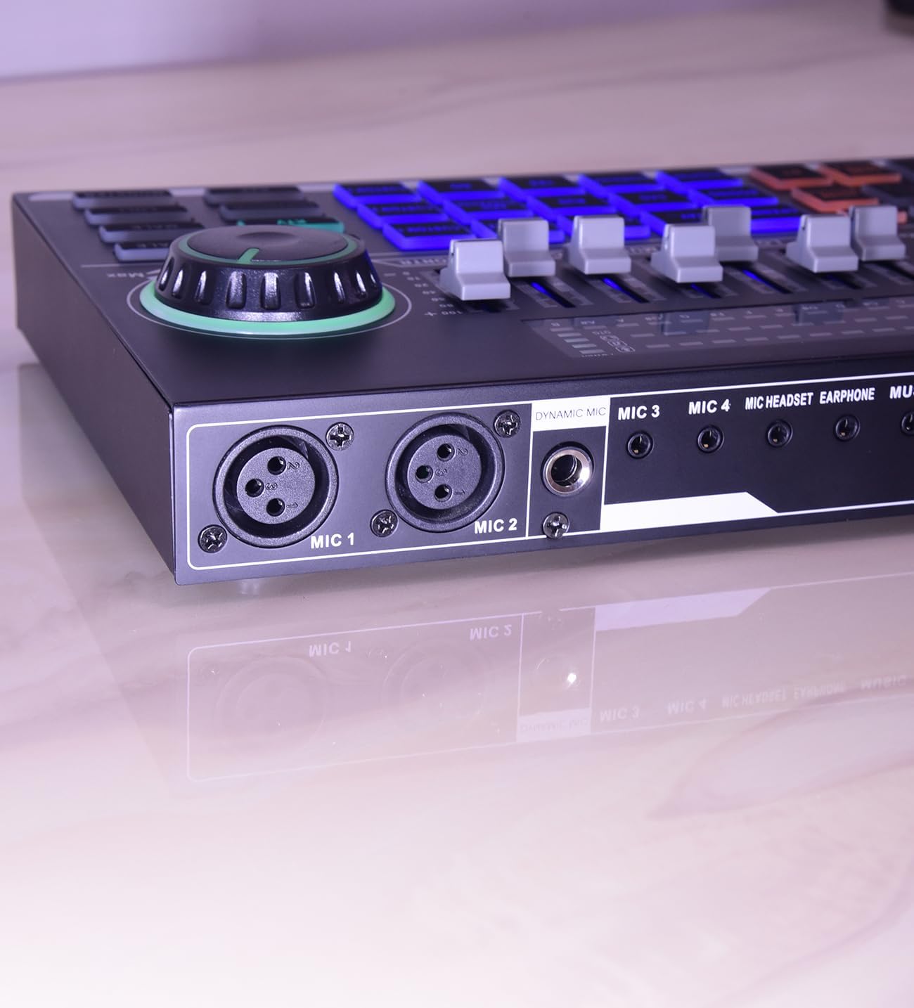 Audio Interface with DJ Mixer and Live Sound Card Portable ALL-IN-ONE Podcast Equipment Bundle Kit, Professional XLR Microphone