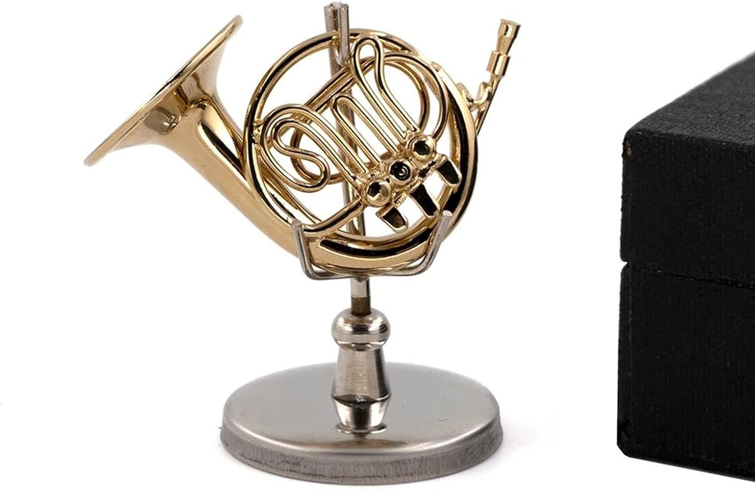 Musical Instrument Model 1Pcs Miniature Copper French Horn Model with Support Mini Musical Instrument Accessories (Size : 15cm)
