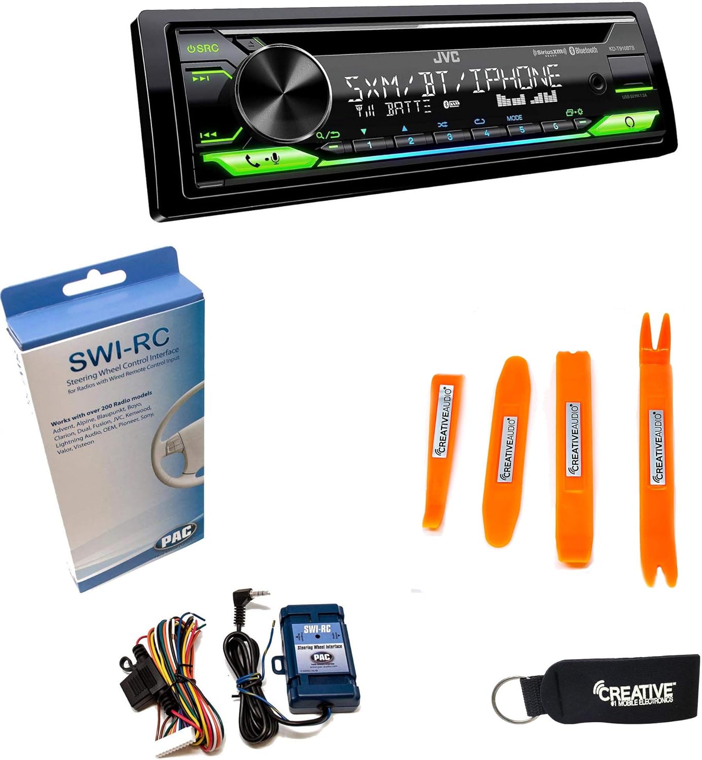 JVC KD-T910BTS - CD Receiver w/Bluetooth, USB, Amazon Alexa, SirusXM Ready + SWI-RC Steering Wheel Control Interface