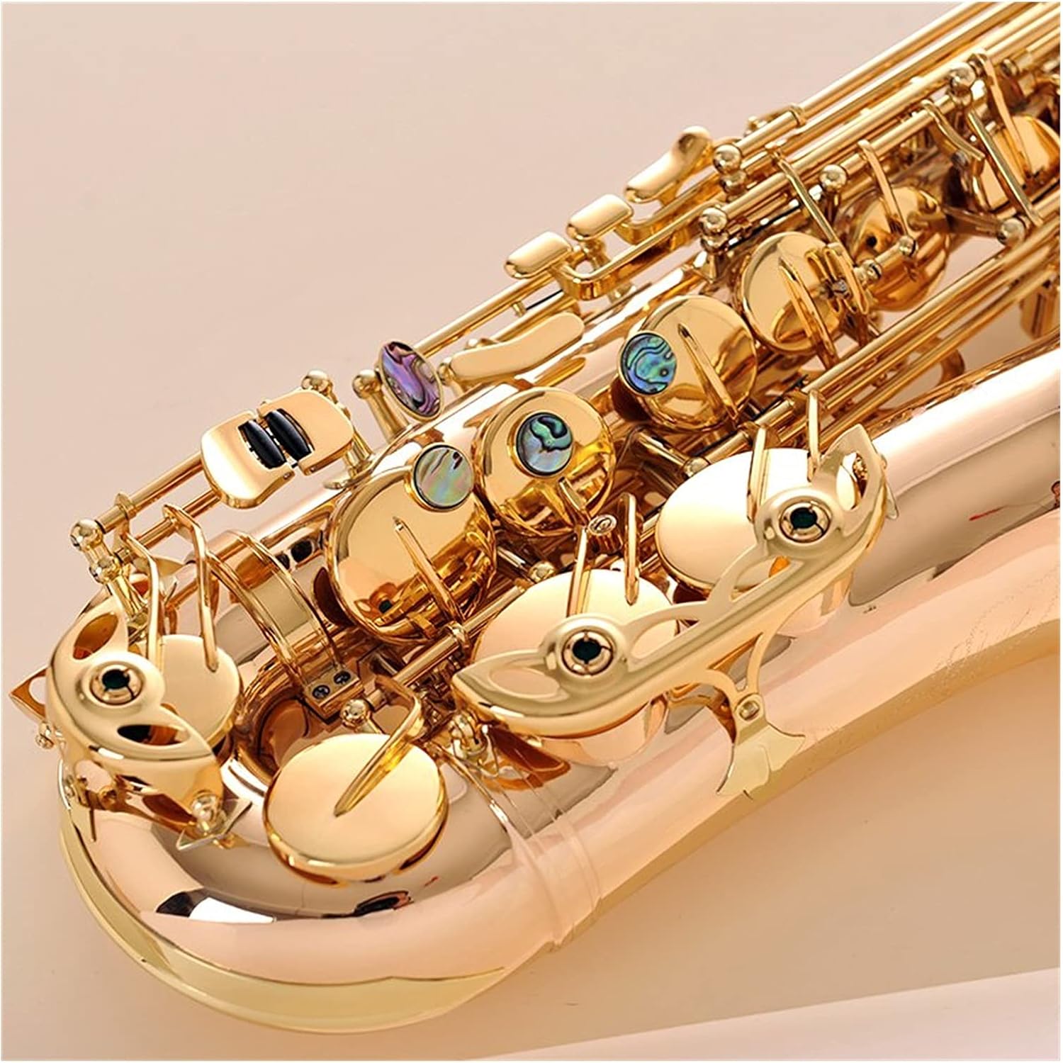 Tune Alto Saxophone Phosphorus Copper Rose Gold Lacquer Pearl Button E Flat Alto Sax Musical Instrument with Case Student Saxophone (Color : Gold Copper Material)