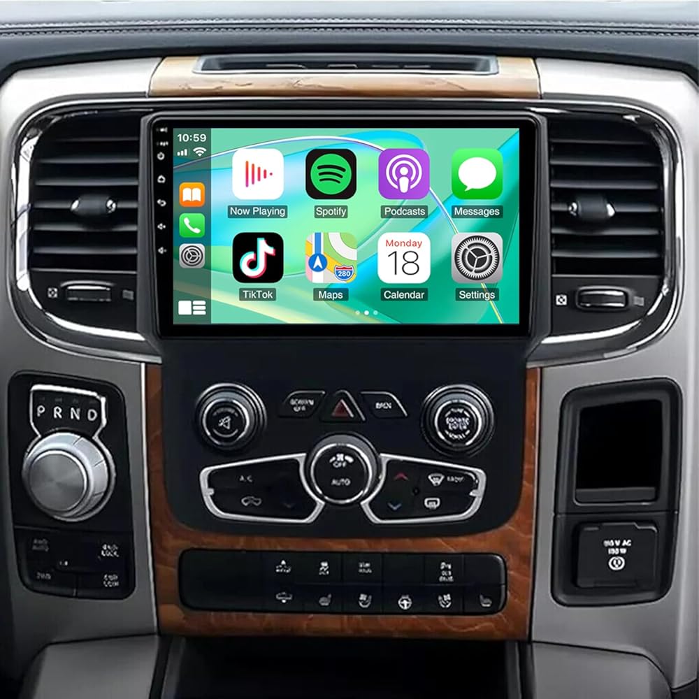 PHEZEN 9 inch Touchscreen Car Stereo Fit for Dodge Ram 1500 2500 3500 2013-2019, Android 13 Car Radio with Carplay & Android Auto GPS Navigation BT Mirror Link WiFi Backup Camera 4+64G(Manual+Auto)