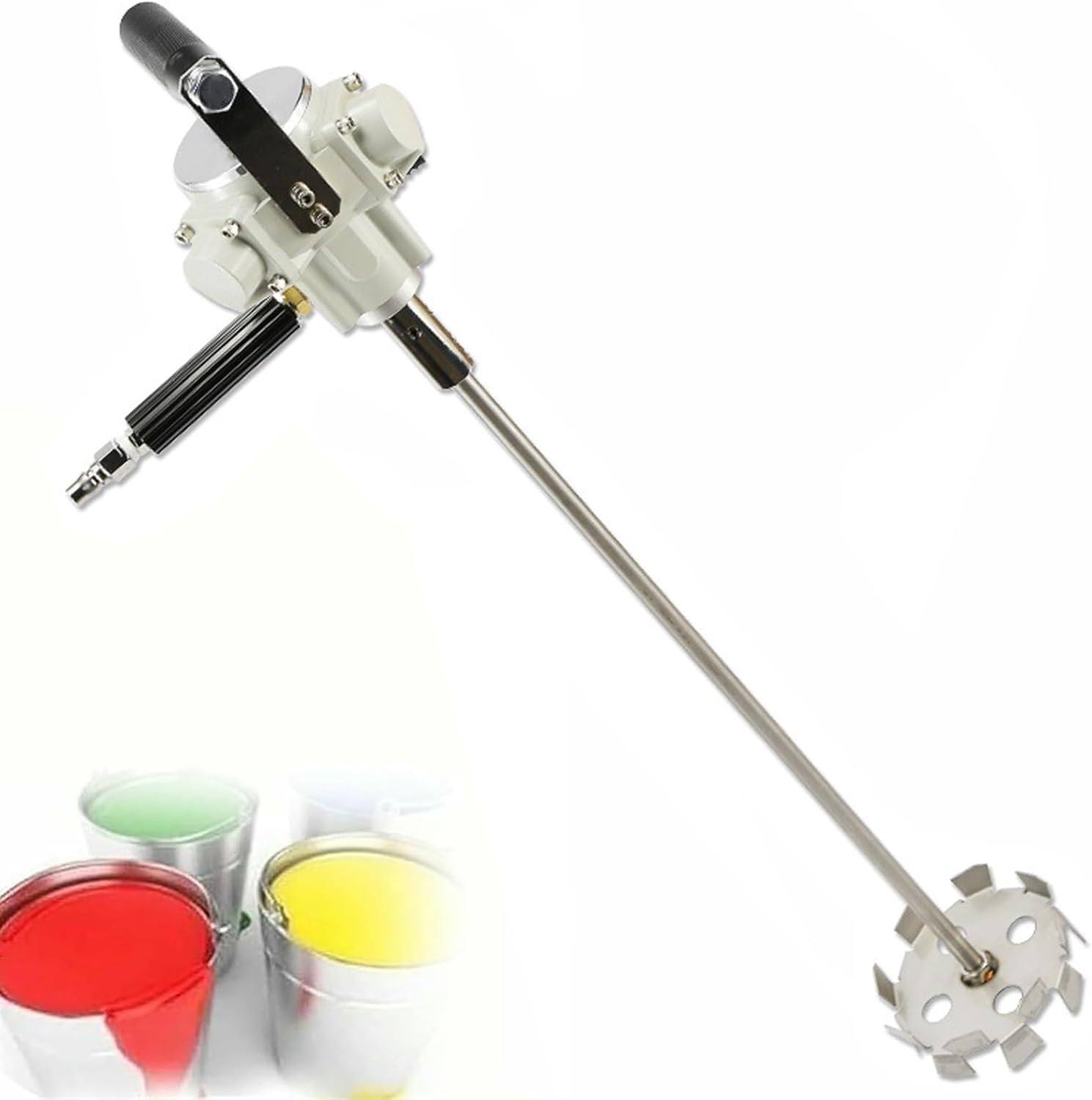 5 Gallon 50L Pneumatic Paint Mixer, Handheld Paint Stirring Machine 1/6HP Air Agitator, Stainless Steel Mix Tool for Ink Dye Coating