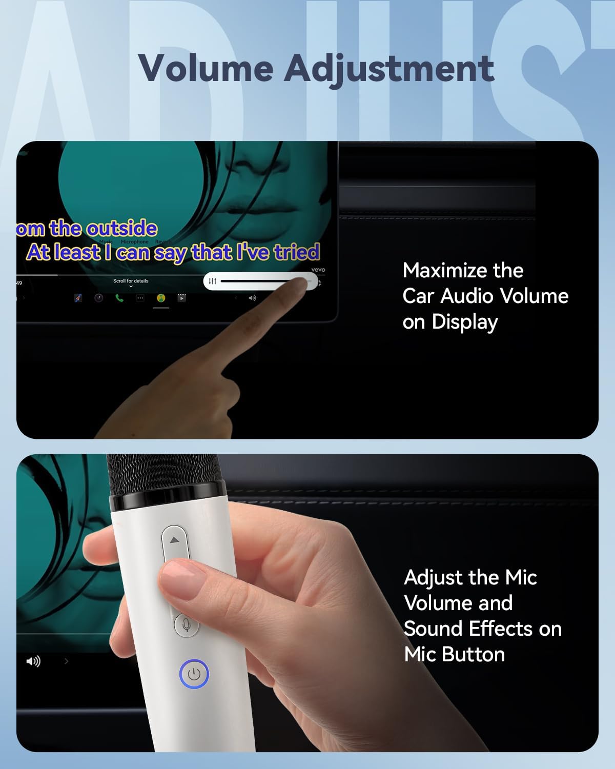 Tesla Karaoke Microphone for Tesla with Portable Case, Car Karaoke Microphone with USB A Receiver for Tesla Model Y/3/S/X, Wireless Singing Mic with 3.5mm Jack for Cars, Speakers, 2Mics