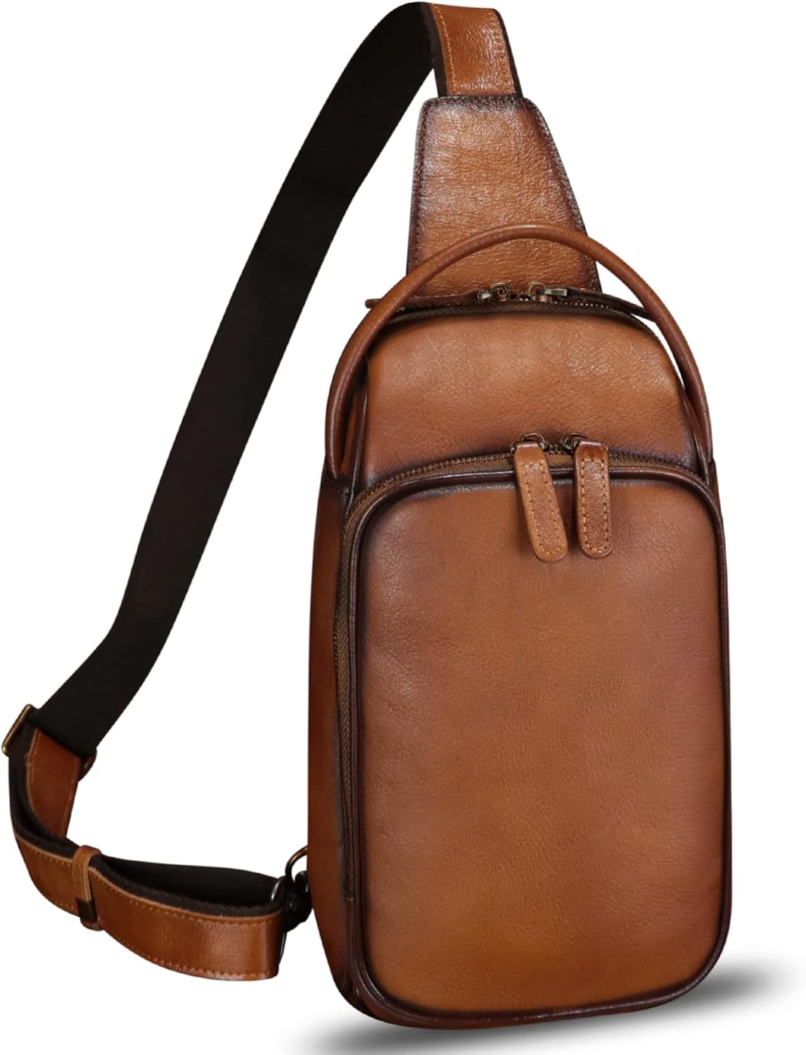 Genuine Leather Sling Bag Retro Crossbody Backpack Handmade Chest Shoulder Hiking Daypack Fanny Purse