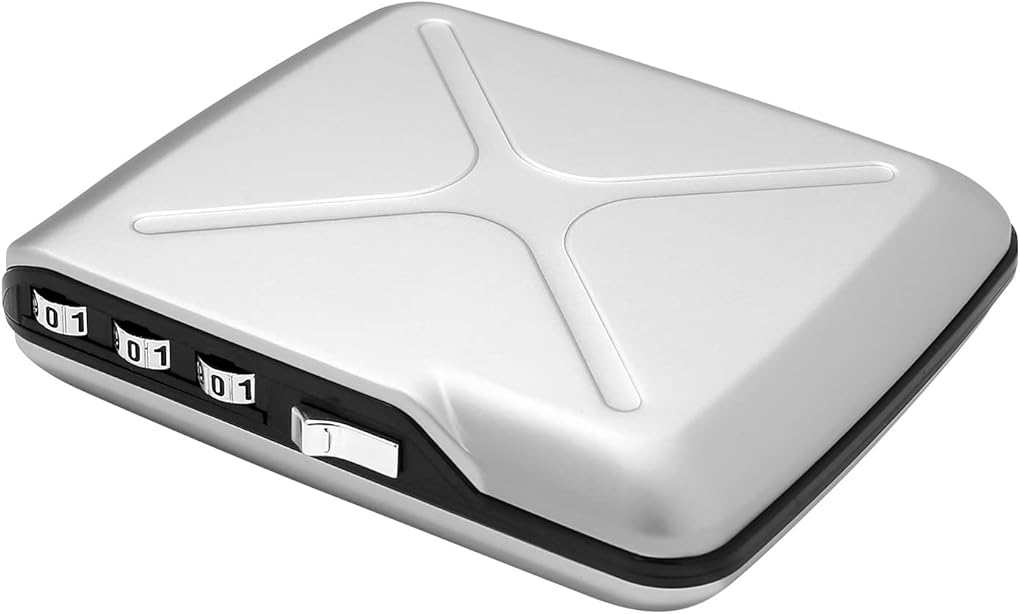 ÖGON -DESIGNS- Aluminum code wallet, lockable with a 3 digit code, RFID protection against fraud and demagnetization, secured card holder