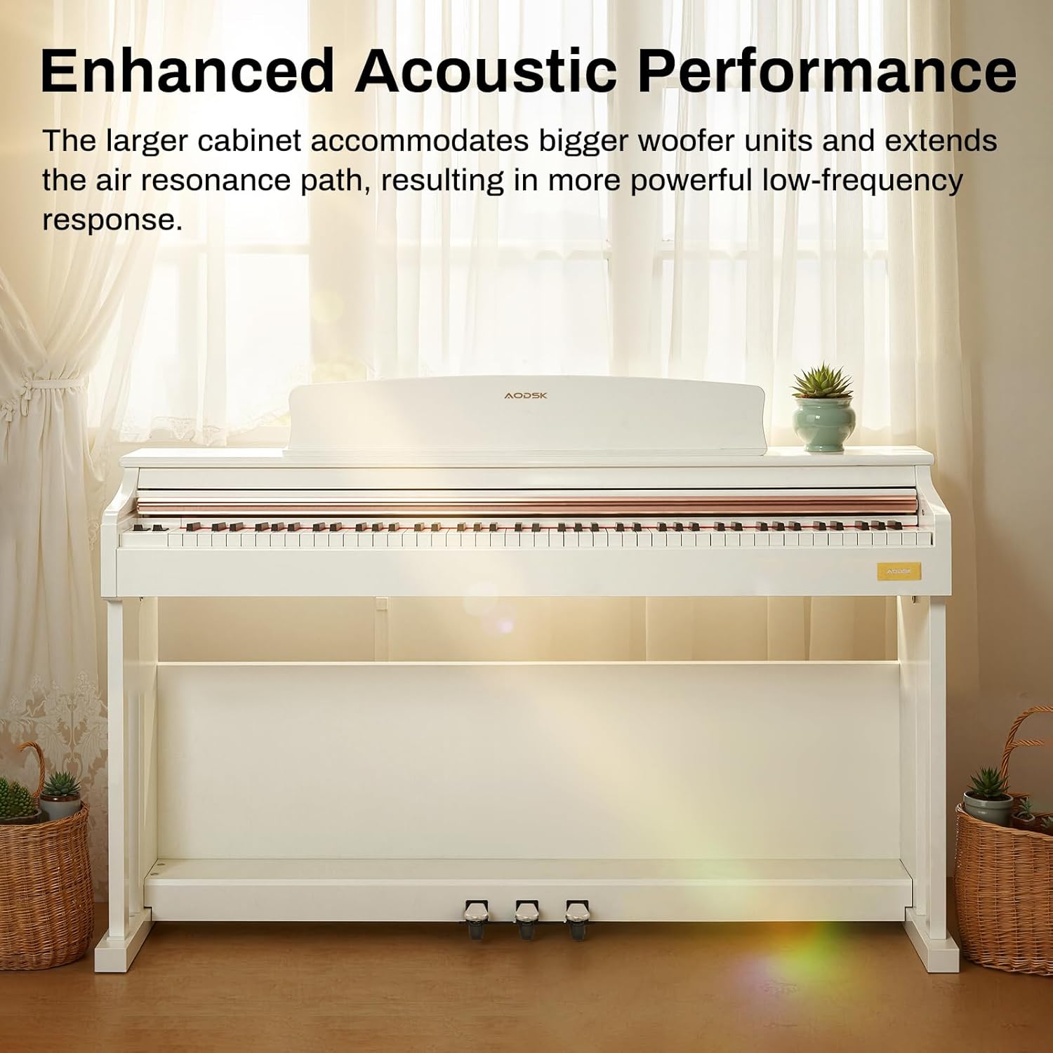 AODSK 88 Key Digital Piano,Weighted Hammer Action Digital Piano with Full-Size Weighted Keys,Triple Pedal,Beginner Bundle with Furniture Stand,Slide Key Cover,Piano Lessons