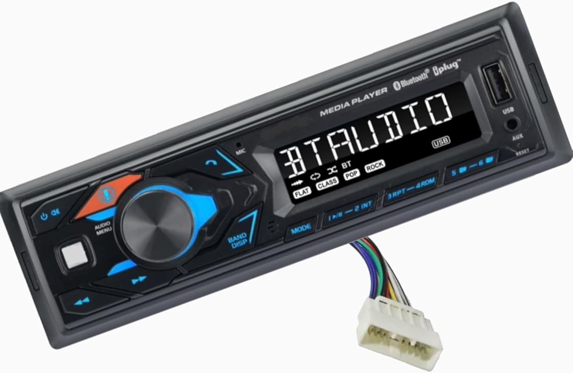 12V FM Stereo Radio w/Bluetooth USB, AUX + More 1 DIN Wired with Acty Plug & Play Harness
