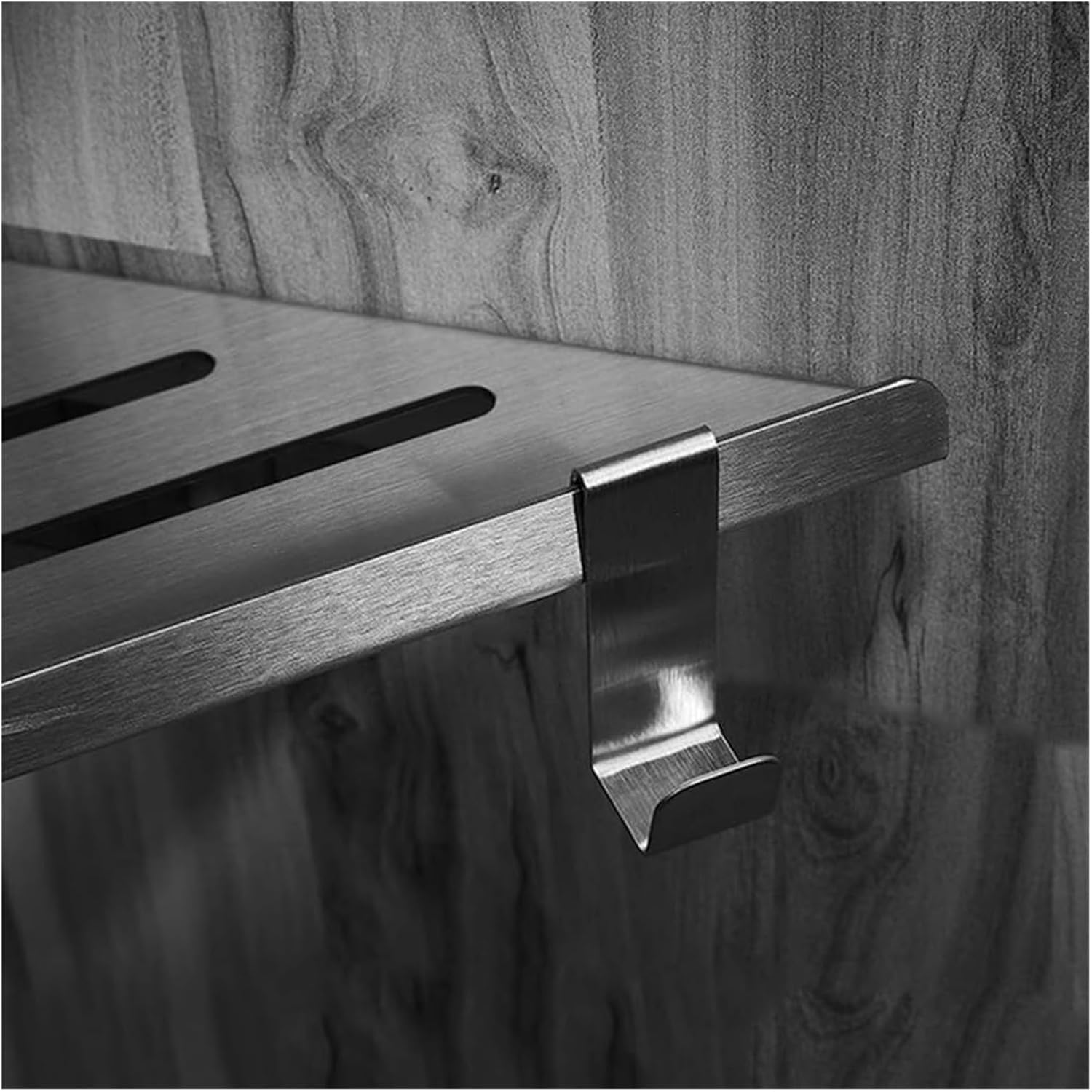 Suction Cup Bath Shelves, Bathroom Wall Shelf Floating Corner Shelf for Shower Wall, Brushed Stainless Steel Corner Shower Shelves with 2 Movable Hooks