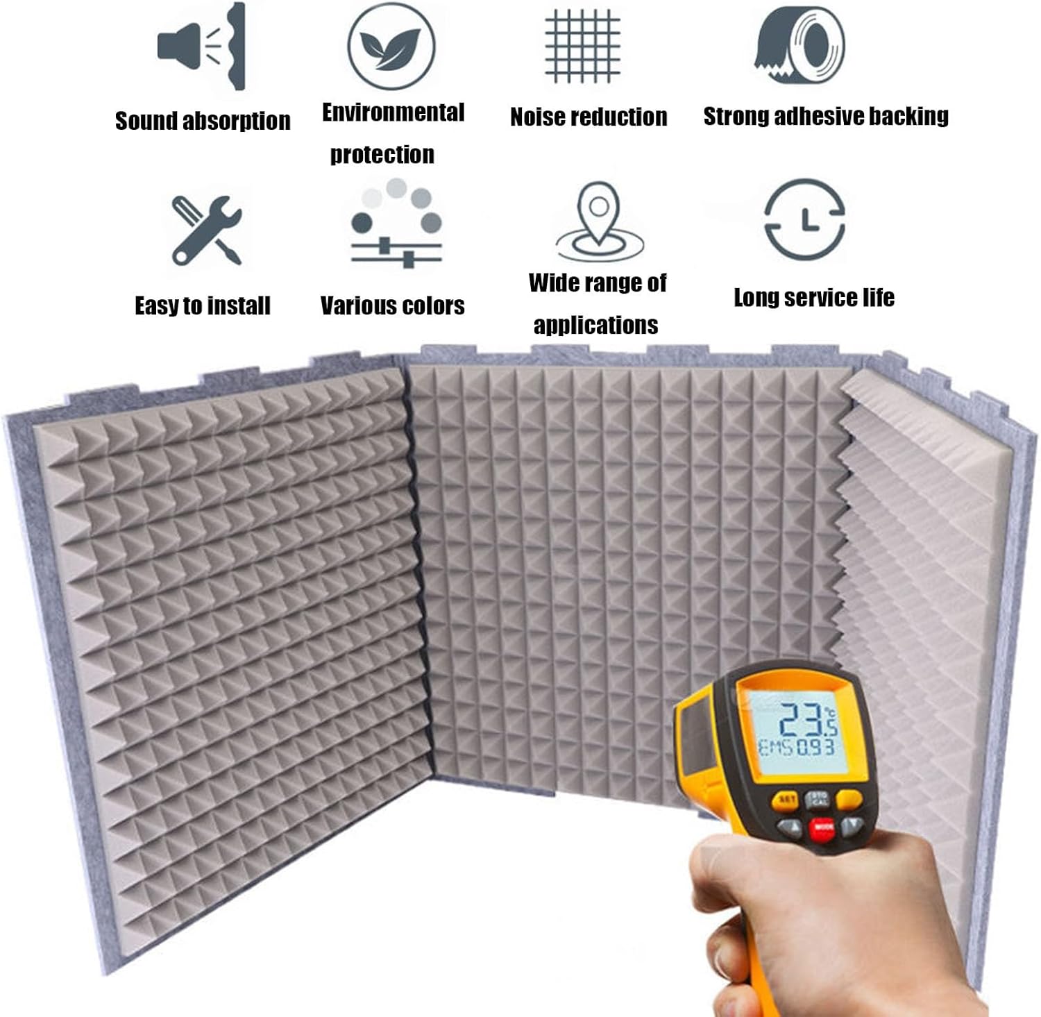 Grey Vocal Recording Booth, Sound Absorbing Recording Equipment Desktop Isolation Shield Microphone Isolation Booth Box for Music Studio Home(Grey,80 * 80 * 80cm)