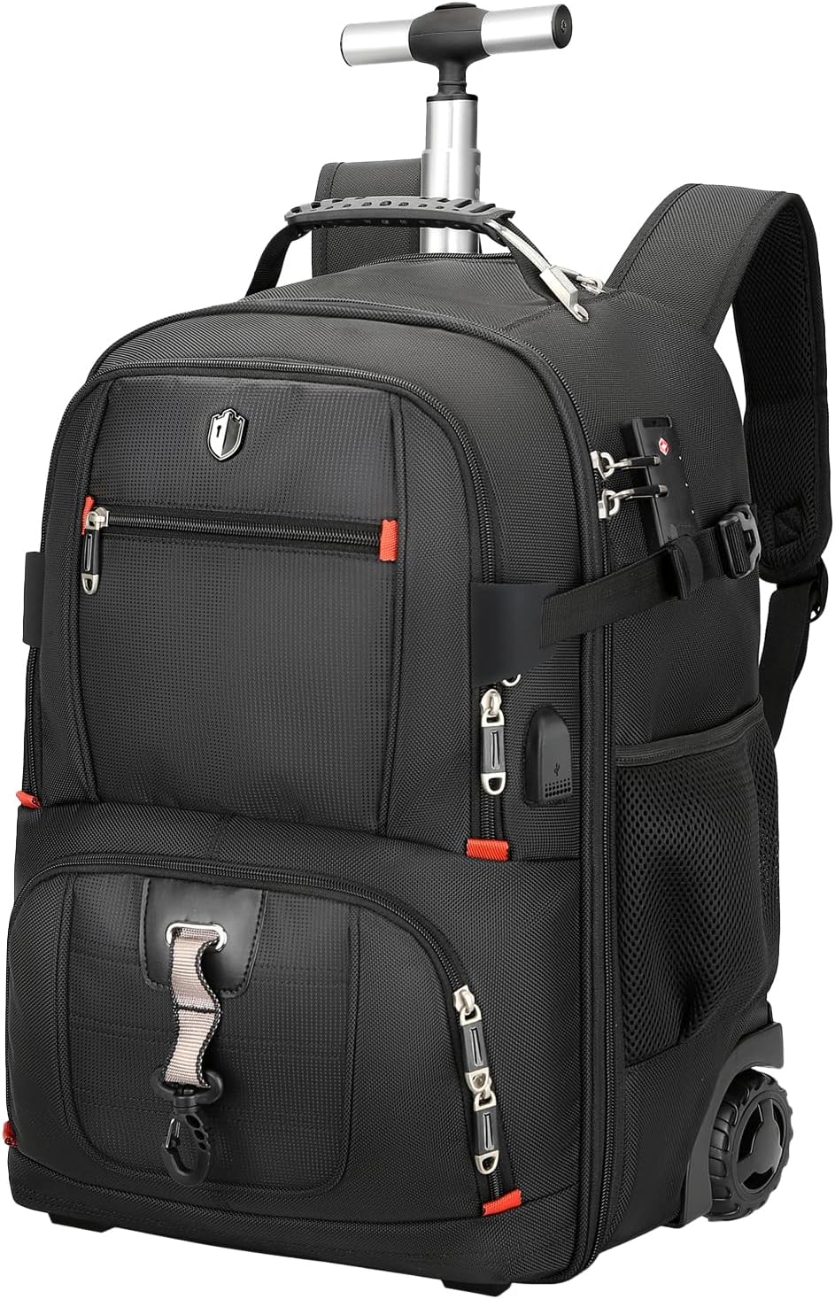 Backpack with wheels,50L Rolling laptop backpack with Anti-Theft,rolling backpack for travel,Water-Resistant Carry-On Luggage,Business and Commuting