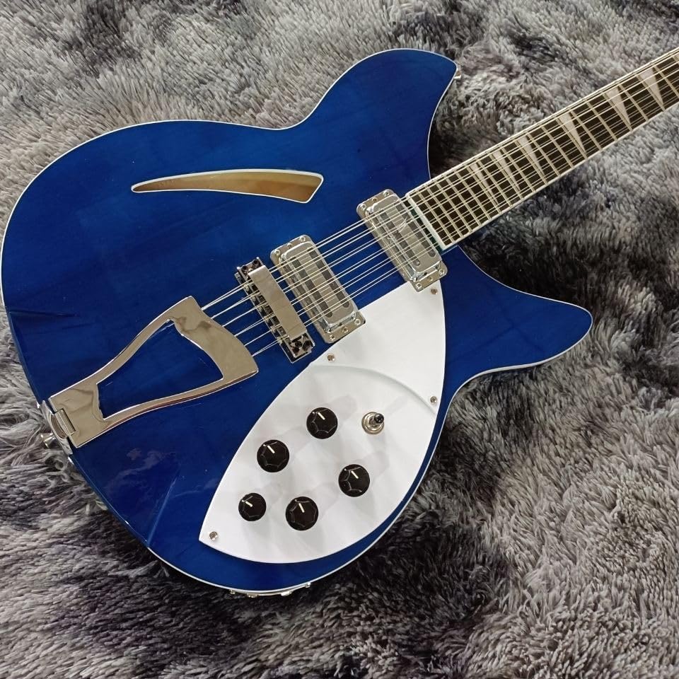 Custom 12-String Electric Guitar with Glossy White Finish and Blue Color - Perfect for Professional Guitarists and Enthusiasts Seeking and High- Sound