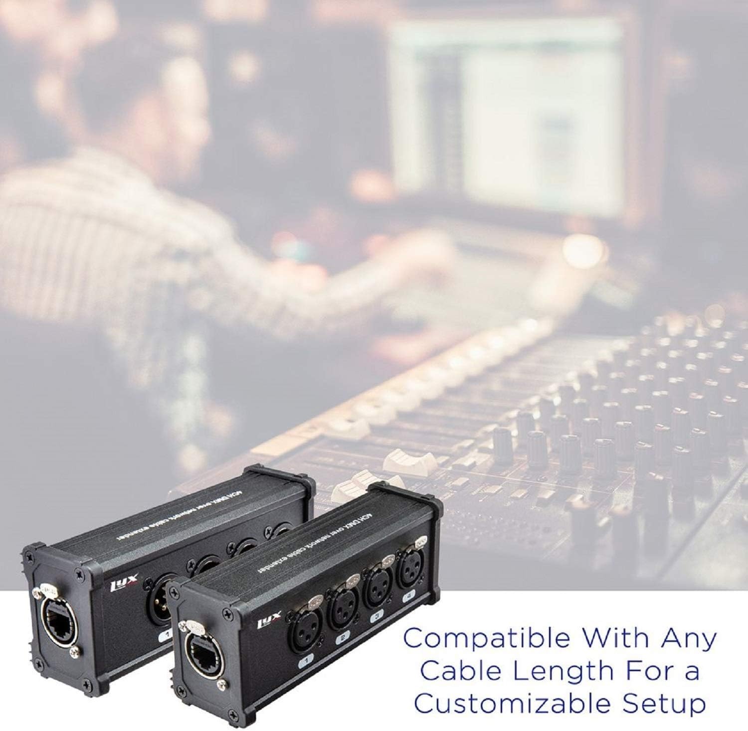 LyxPro 4 Channel 3 Pin Multi Network XLR Cable Breakout for Stage Sound Lighting and Recording with CAT6 6'FT Shielded Ethercon RJ45 Cable & 8-Pack of 15FT XLR Cables - Assorted Colors