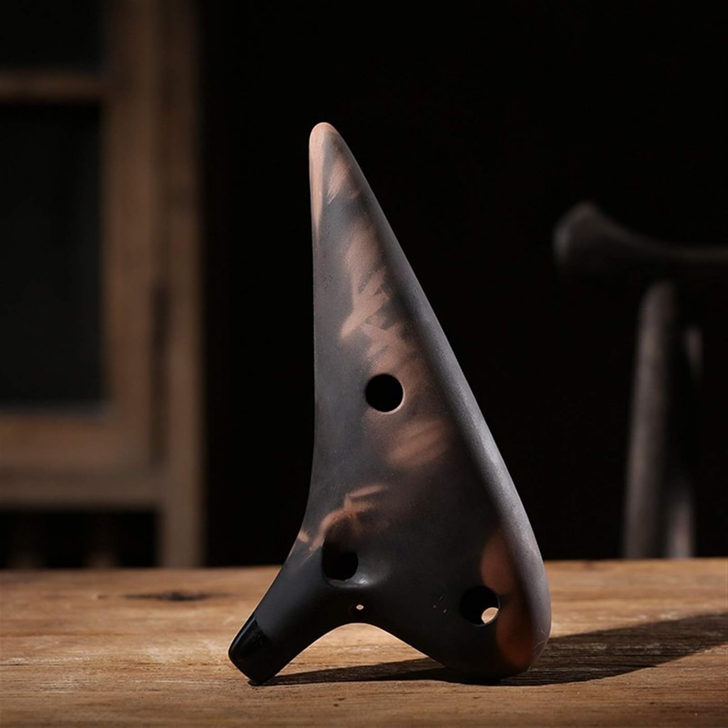 Brown Full Keys Ocarina 12 Holes Bright Glossy Glaze Music Instruments Woodwind Instrument(Color:Sc Key)