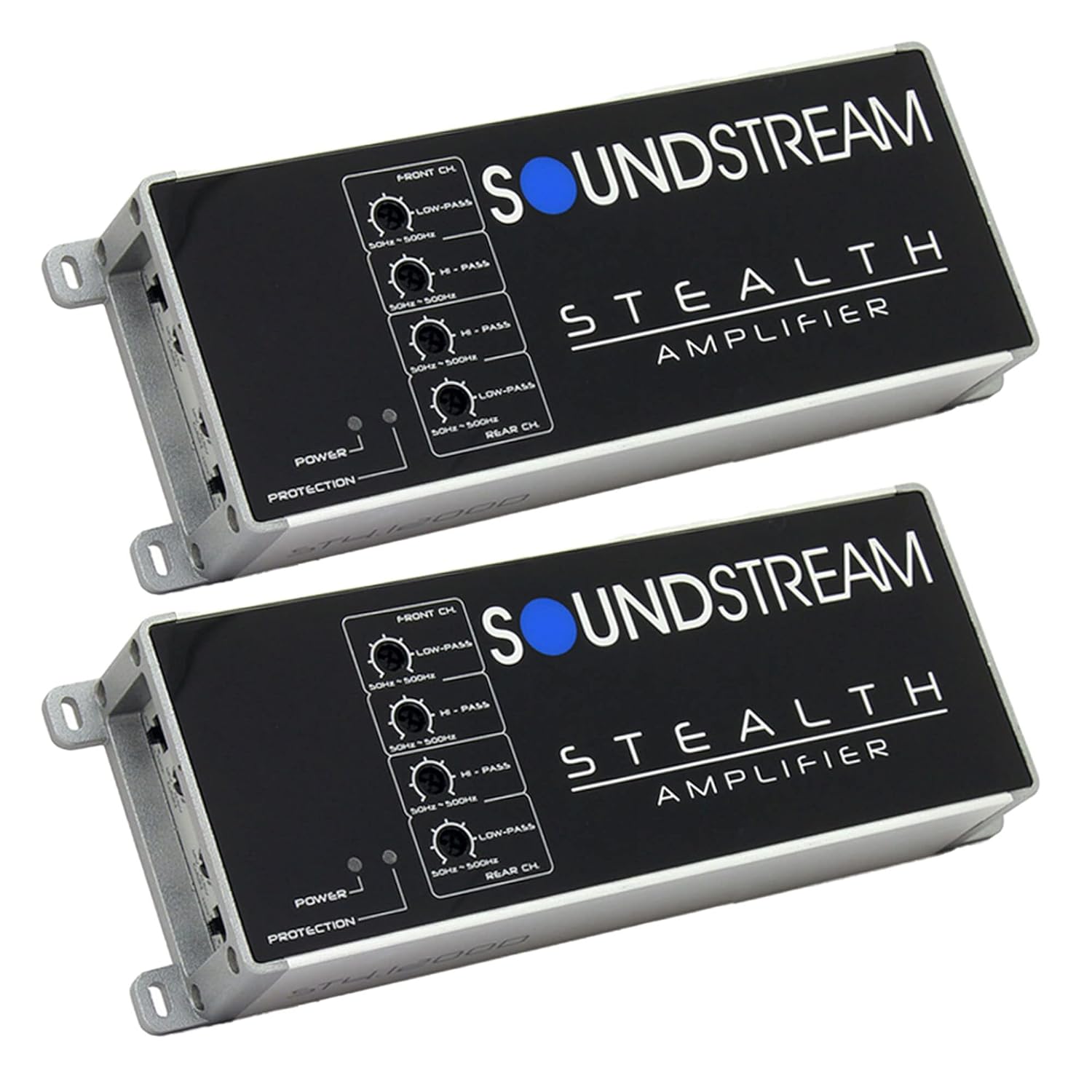 Sound Stream ST4.1200D Stealth Series 1000 Watt Class D Full Range 4 Channel Bridgeable Micro Car Audio Amplifiers with MOSFET Power Supply (2 Pack)