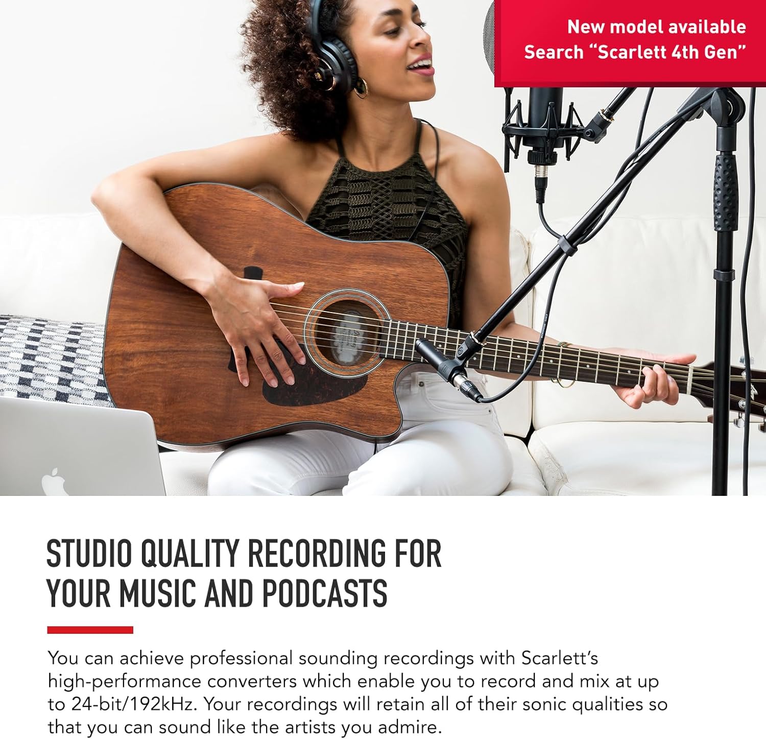 Focusrite Scarlett 2i2 Studio 3rd Gen USB Audio Interface Bundle for the Songwriter with Condenser Microphone and Headphones for Recording, Streaming and Podcasting