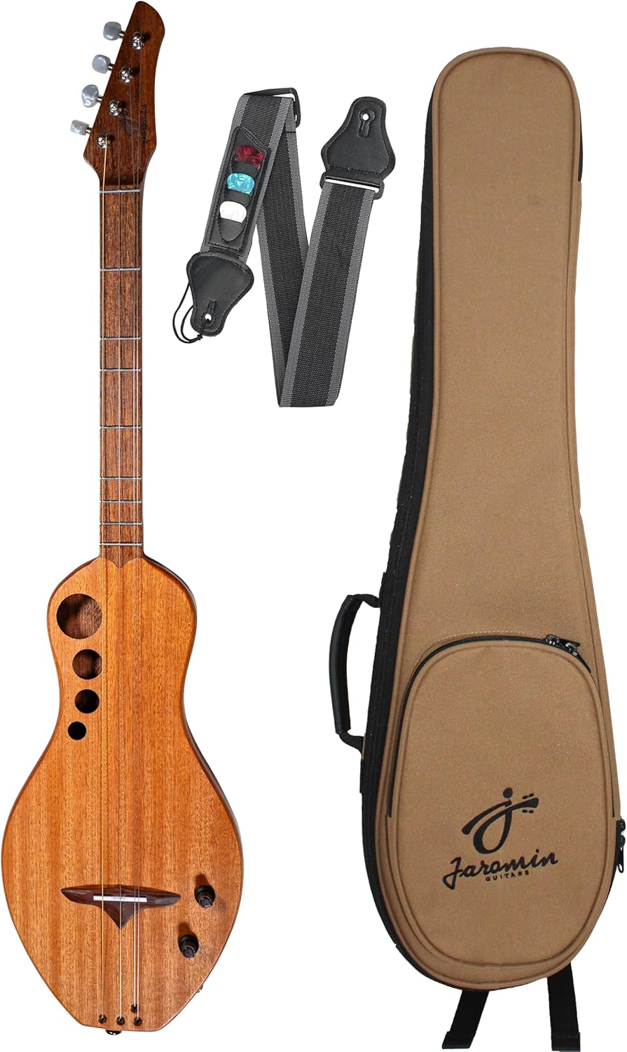 Boondocker D2 Dulcimer Guitar Sapele Mahogany Electric/Acoustic Bundle with Gig Bag and Strap