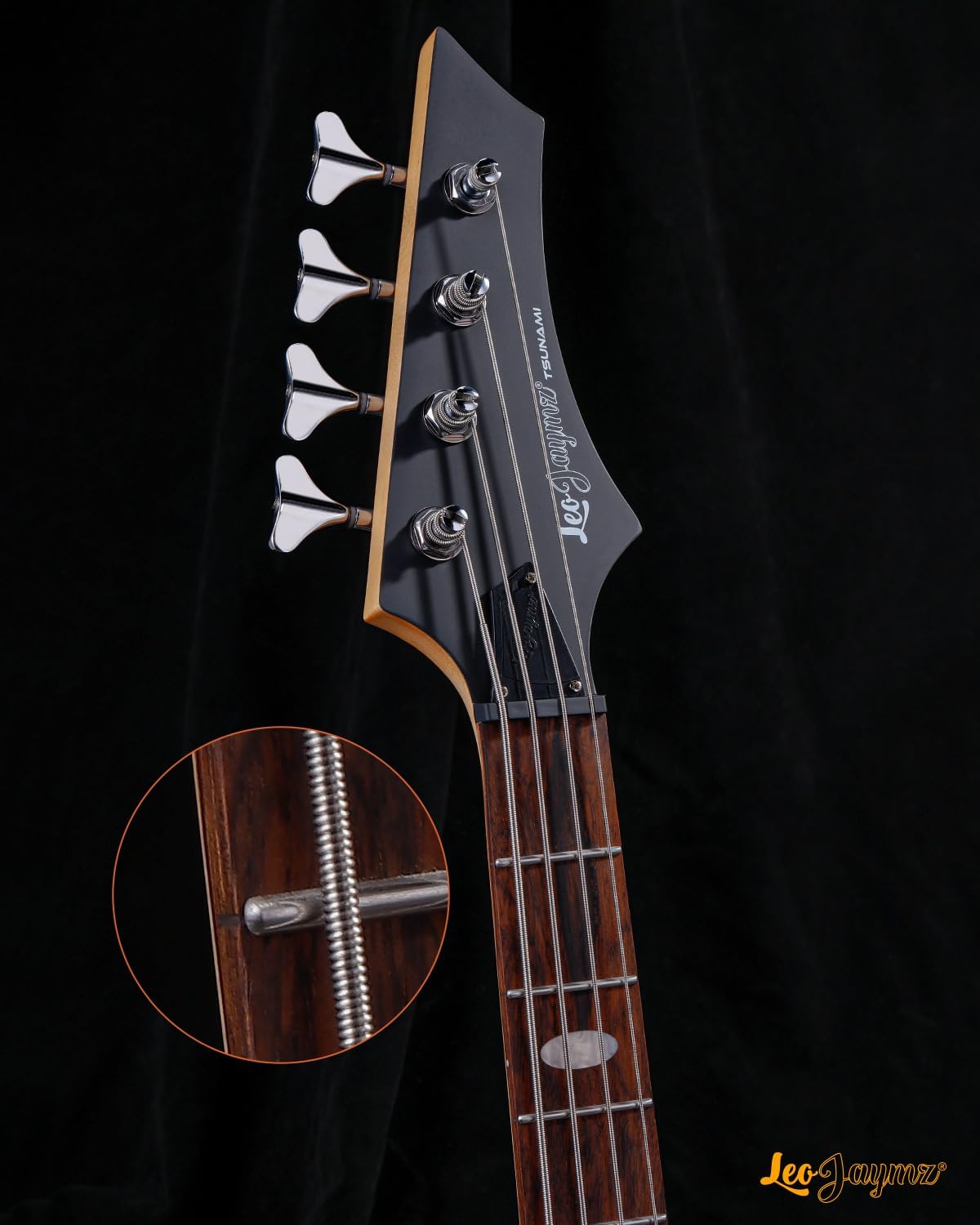 Leo Jaymz Hurricane 4-String Bass Guitar, ASH Body, Maple Neck, Laurel Fingerboard, Dual Humbuckers, 30-Inch Scale, 24 Frets (TB Red Black 4S)