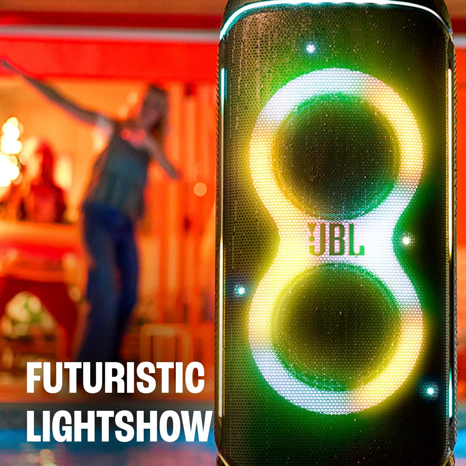 JBL PartyBox 720 - Loudest Battery-Powered Party Speaker with Superior Pro Sound and a Futuristic lightshow, Up to 15 Hours Playtime & IPX4 Splash Proof (Black)