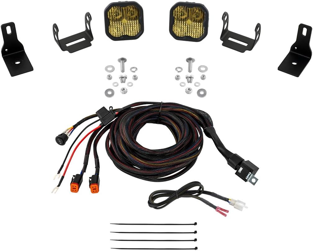 Diode Dynamics Stage Series Backlit Ditch Light Kit compatible with Ford Maverick 2022-2024, SS3 Sport Yellow Combo