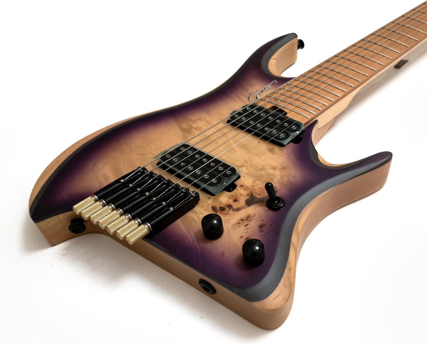 7 String Headless Electric Guitar – Maple Neck & Maple Body, 24 Fret, Stainless Steel Strings, Innovative Headless Tuning System – Compact, Lightweight Modern Futuristic Design
