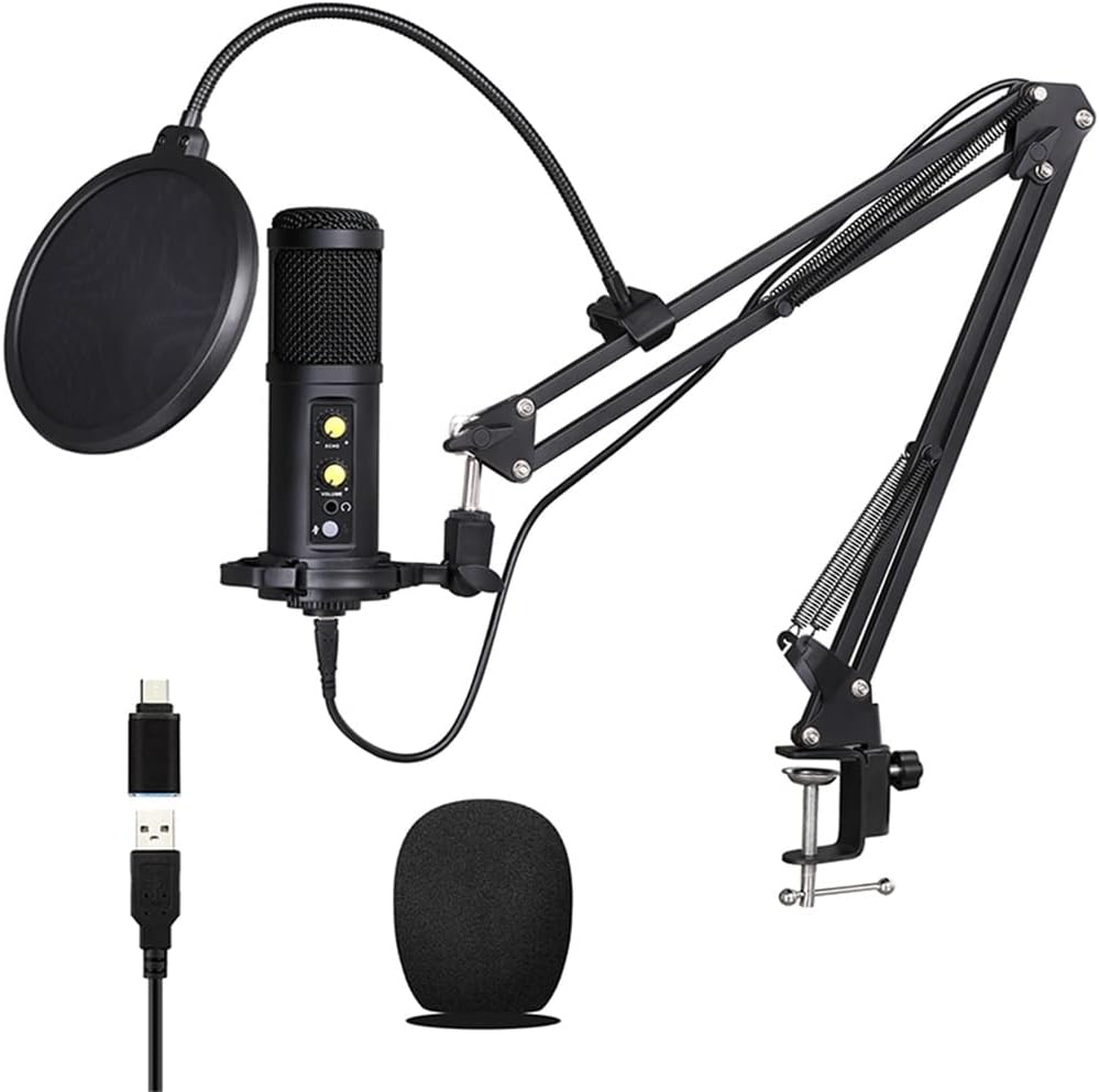BM850 USB Microphone for Recording/Streaming/Gaming, Professional Microphone for PC/Laptop, Voice Volume Control (A