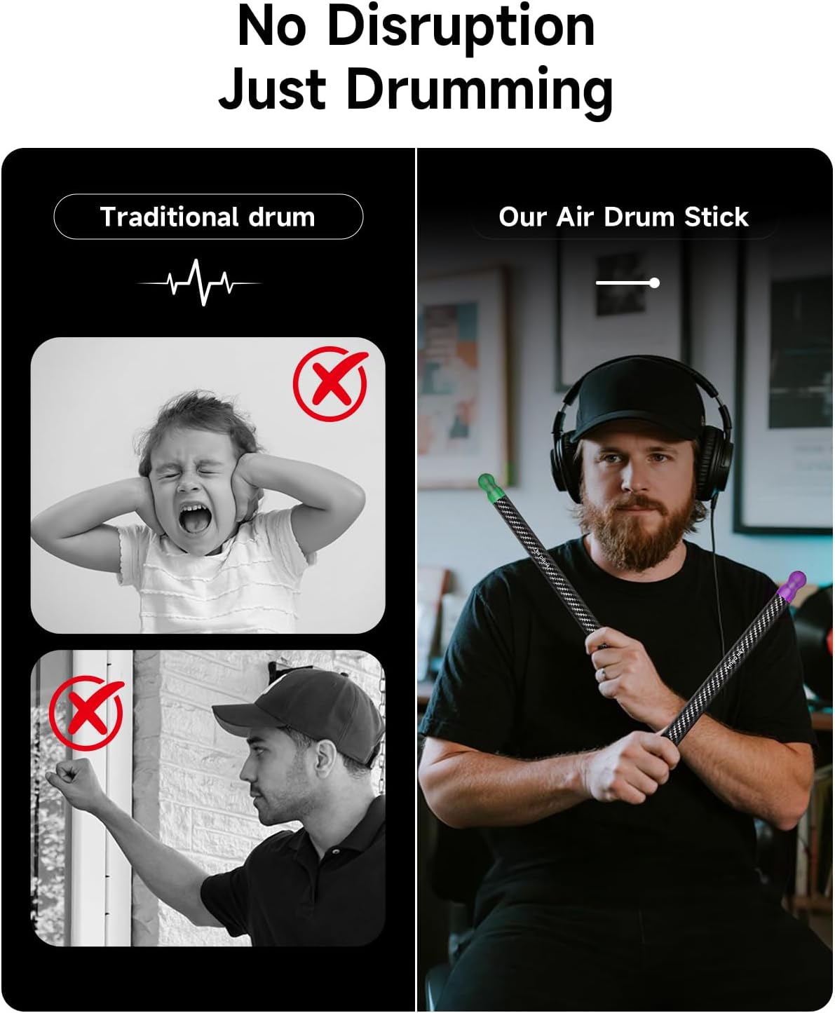 Upgraded Air Drumsticks with Speaker, Virtual Drum Sticks, Electronic Drum Set & Pedals & Bluetooth Adapter & 8 Sounds, 3D Motion Sensing RGB, for Home & Party Adults, Kids, Gift