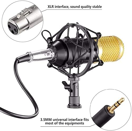 Condenser Microphone Kit:Microphone for Computer+Shock Mount+Foam Cap+Cable As Microphone for Karaoke Recording Podcast