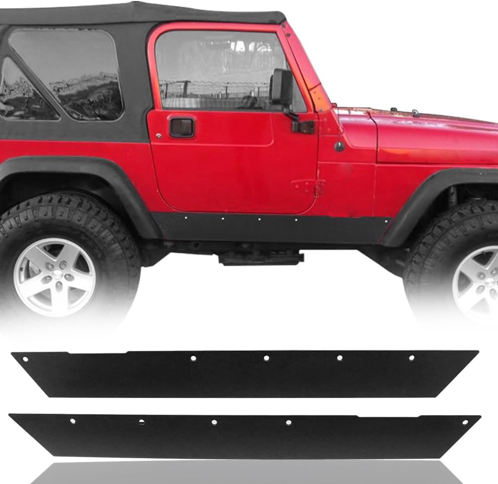 Hooke Road Rock Slider Armor Rocker Panel Guards Compatible with Jeep Wrangler TJ 1997-2006 (Exclude 04-06 TJ Unlimited/LJ) Cladding Skid Plate