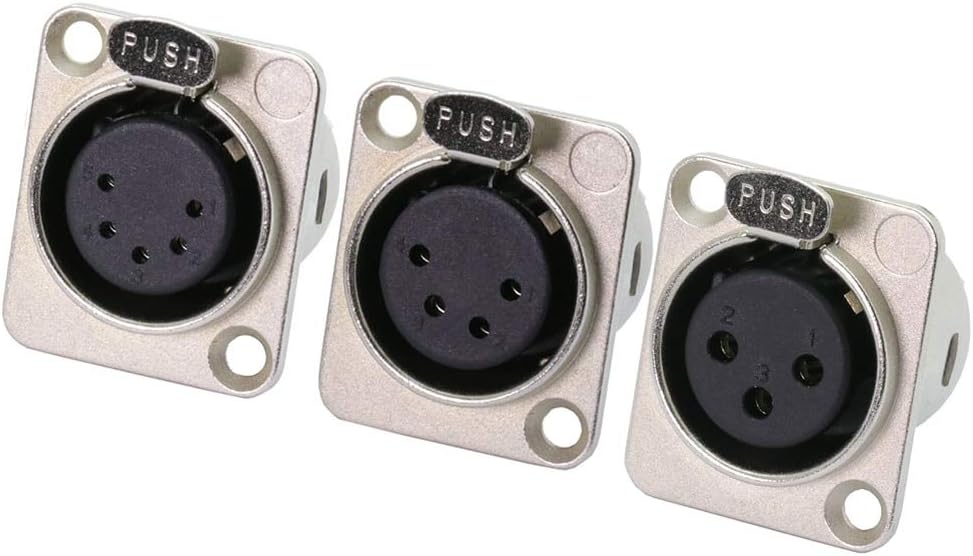 Davitu Electrical Equipments Supplies - 100pcs/lot 3/4/5 Pins XLR Female Jack Panel Mount Nickel Plated XLR Socket Chassis Microphone MIC Cable Terminal Wire Connector - (Color: 3 Pin Black)