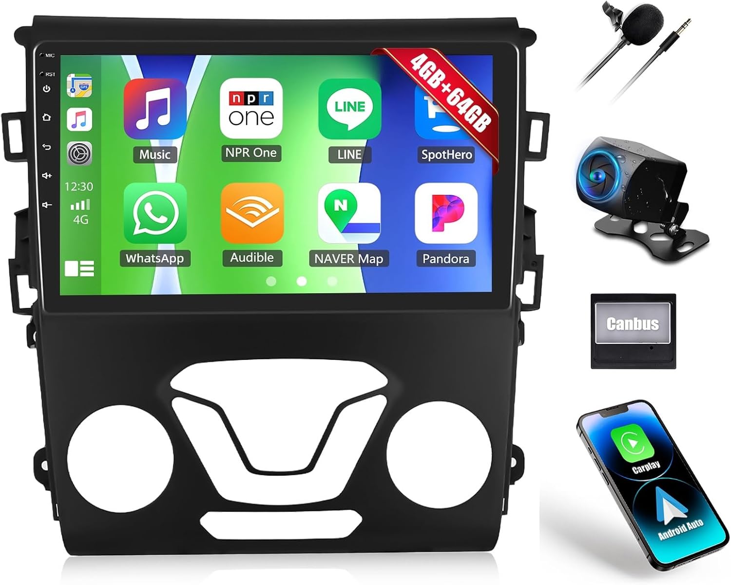 4G+64G Car Stereo for Ford Fusion Radio 2013 2014 2015 2016 with Wireless CarPlay Android Auto Android 15 Head Unit 9