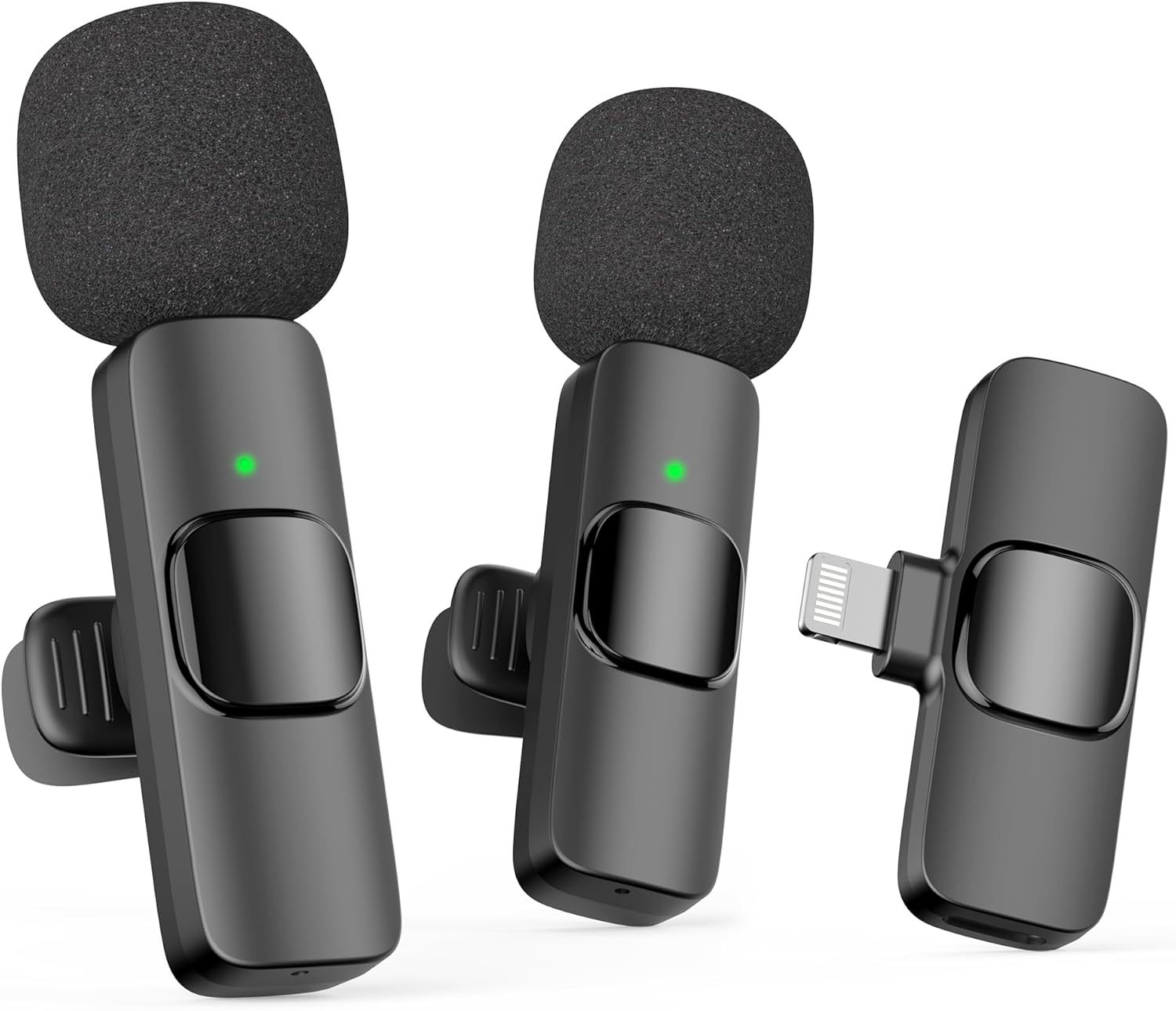 Oraolo Mini Wireless Lavalier Microphone for iPhone, 2 Pack Professional Lapel Mics for Recording, Clip-on Mic with Noise Reduction, Lav Mic for Interview TikTok Vlog YouTube (for iPhone 14 and Below)