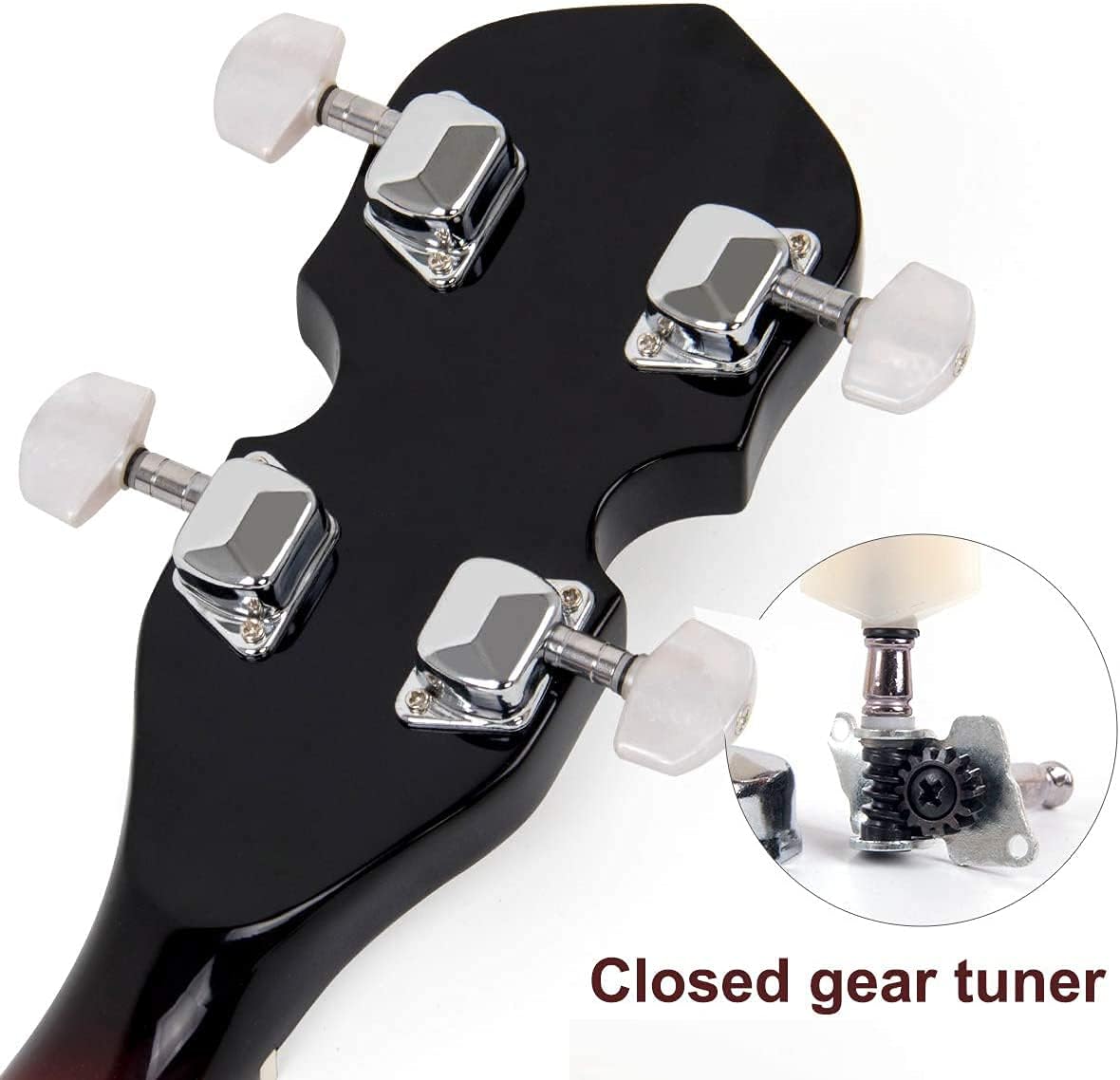 5-String Banjo 24 Bracket with Closed Solid Back and Geared 5th Tuner