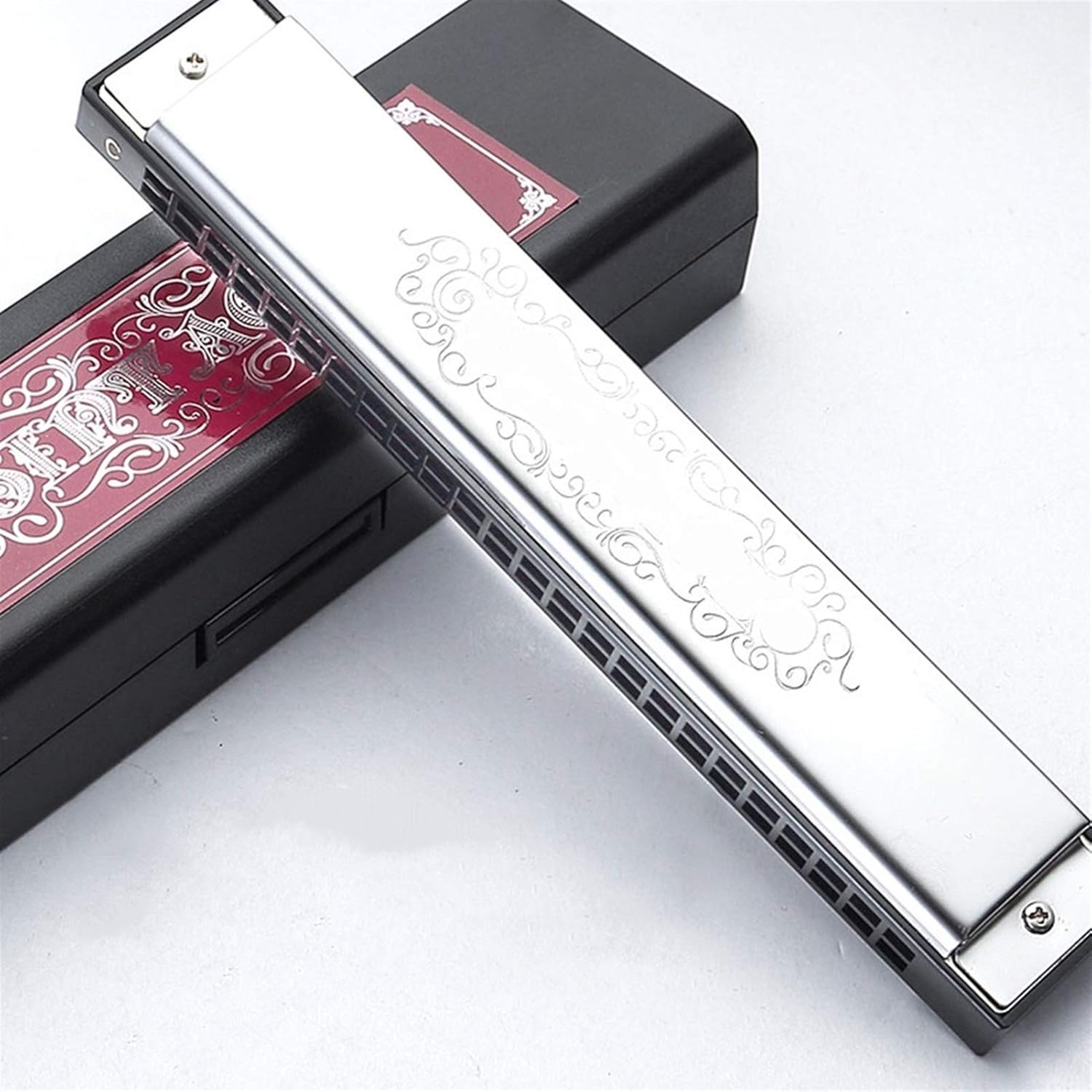 Harmonica Vintage 24 Holes Tremolo Harmonica Tremolo Harp Teaching Mouth Organ Key C Musical Instruments for Beginners (Color : Key of EB)