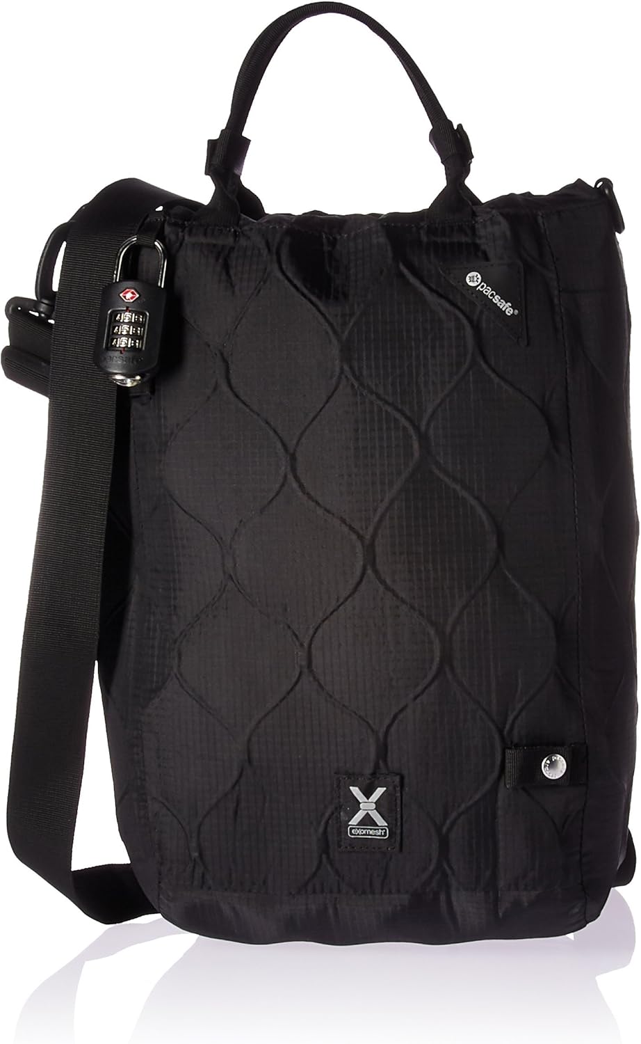 Pacsafe Travelsafe X15-16 Liter Portable Lockbox for Travel (Flat Design) - Fits 15 inch Laptop incl. TSA Accepted Combination Lock with Patented, Stainless Steel Mesh (Black)
