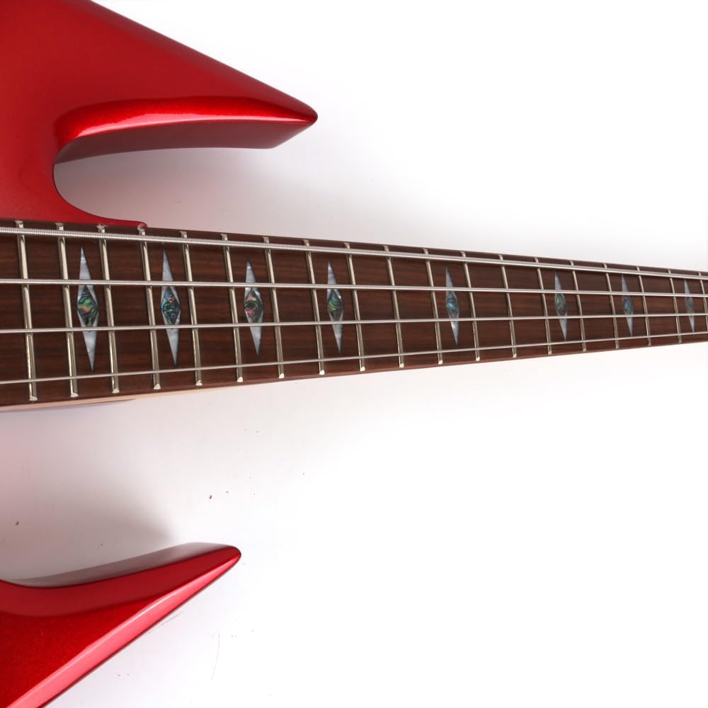 Fojill Cool Shape Full Size Standard Electric Bass Guitar Four 4 String Right Hand Handed Solid Body Canadian Maple Neck Genuine Rosewood Fretboard Fingerboard(Metallic Red)