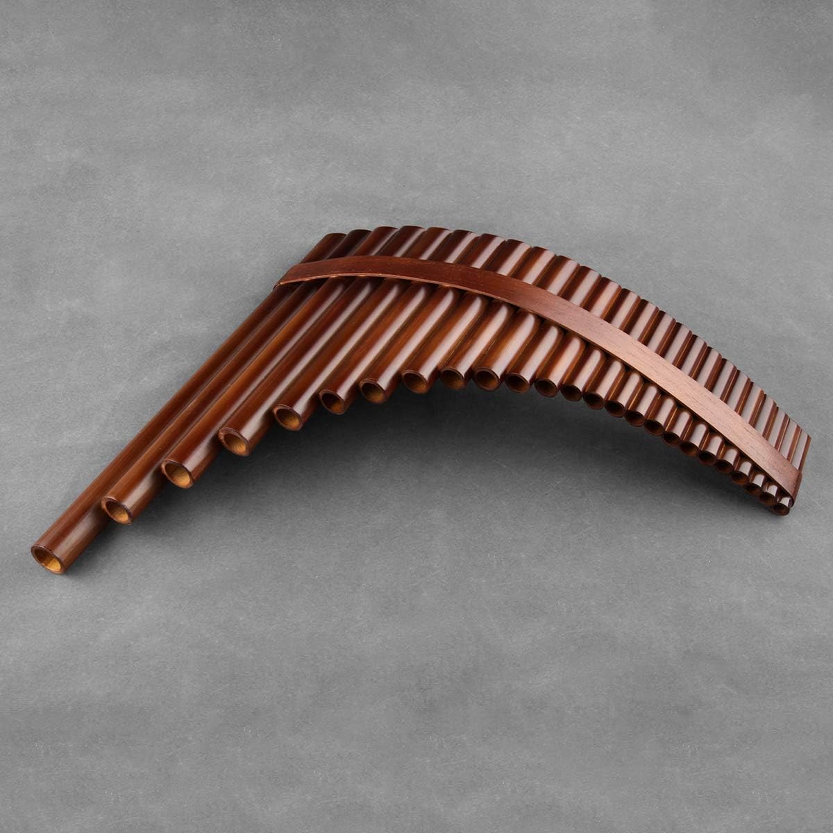 22/25 Pipes G Key Professional Pan Flute Chinese Traditional Musical Instrument Pan Pipes Easy to Learn with Exquisite Brown Pan Pipes Flute and Black Leather Bag (25-Right Hand)