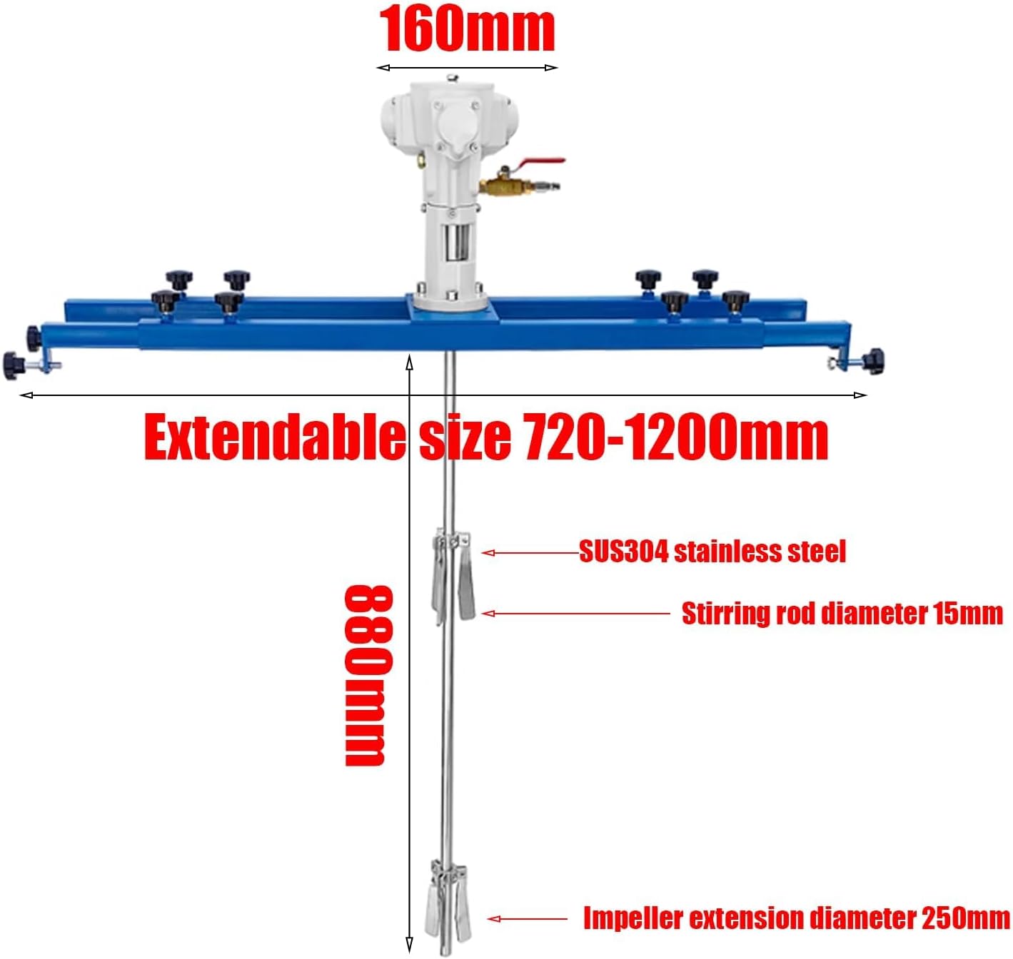 Pneumatic Paint Mixer | IBC Pneumatic Paint Mixer Machine | Hanger Bracket Folding Propeller Blades | Paint Mix Tool | Bracket Mixer | for IBC Totes and Drum Containers
