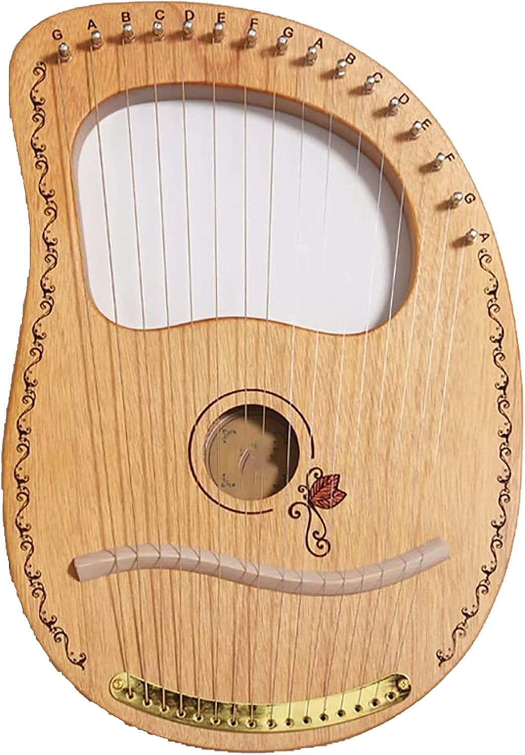 Hand Made Lap Harp, Lyre Harp 16 Metal Strings,Lute Guitar Mahogany Lyre Suitable Harp Instrument Mountain Dulcimer Best Gift For Music Lovers, Beginners, Children, Adult Harp