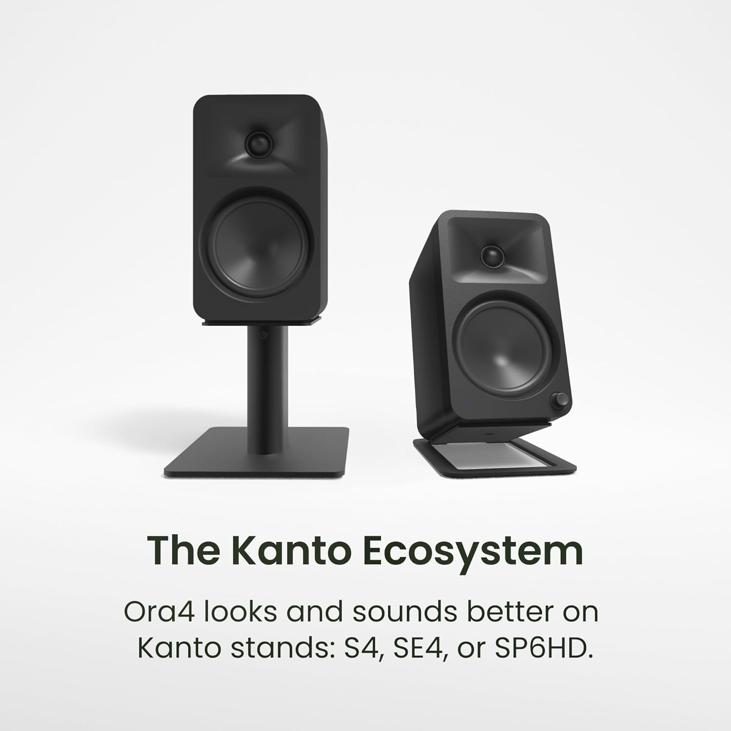 Kanto ORA4 140W Powered Reference Speakers with Bluetooth 5.0 and USB-C Input | 4” Woofers with Deep Bass Extension | Bi-Amplified | 80 Hz Automatic Crossover | Reference Quality Sound | Pair | Black