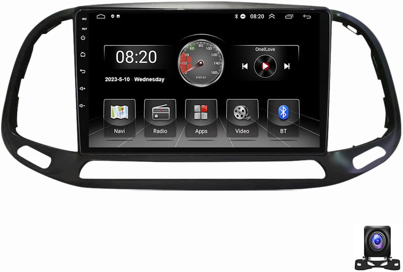 Double Din Car Stereo with Carplay/Auto, Car Audio with 9 Inch Touch Screen, for Fiat Doblo 2015~2019 Bluetooth Car Radio with 4G/WiFi/SWC/FM, 720P Backup Camera,Y1 1g+16g